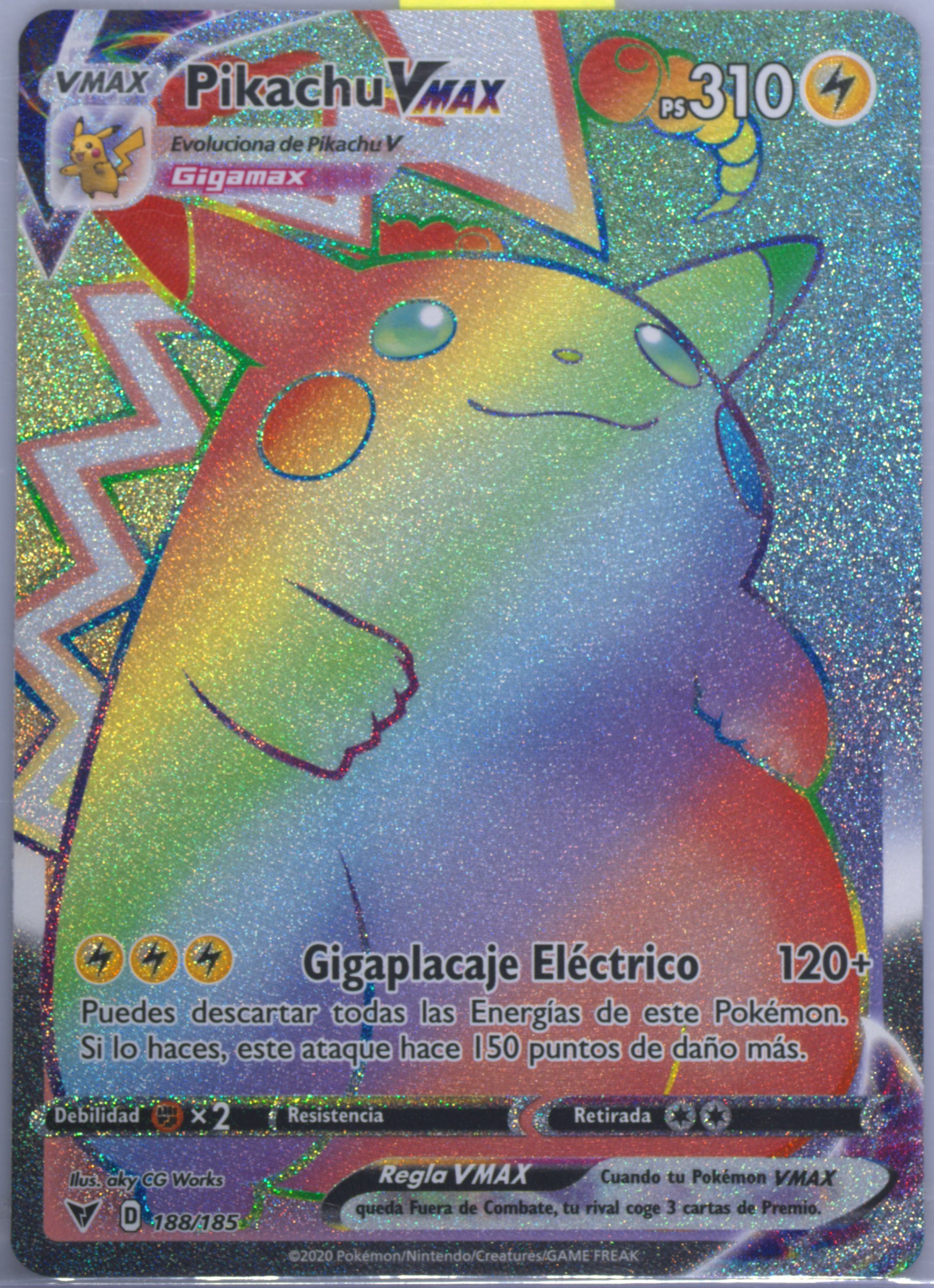rainbow rare pikachu card Pokemon Vivid Voltage Pikachu VMAX Secret Rainbow Rare 188/185 main image 0