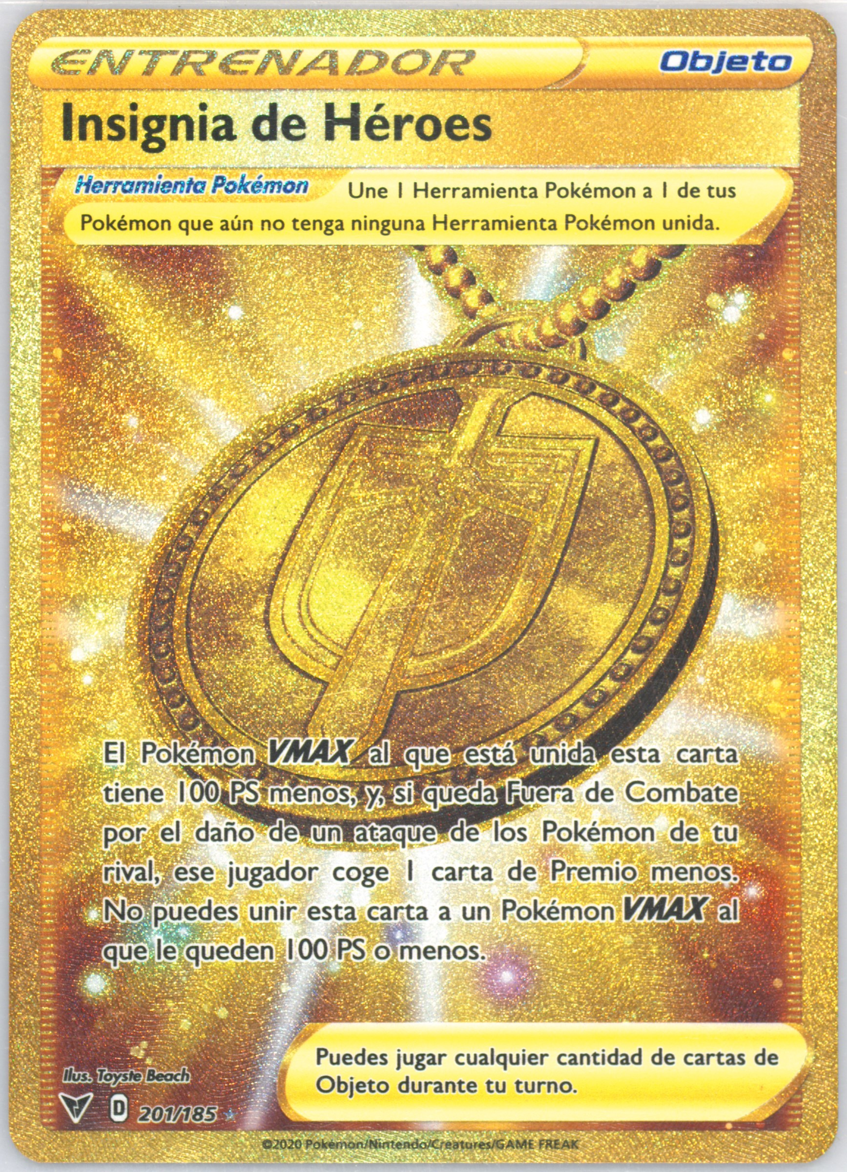gold heroes medal pokemon card Pokemon - Hero's Medal - 201/185 - Vivid Voltage - Full Art main image 1