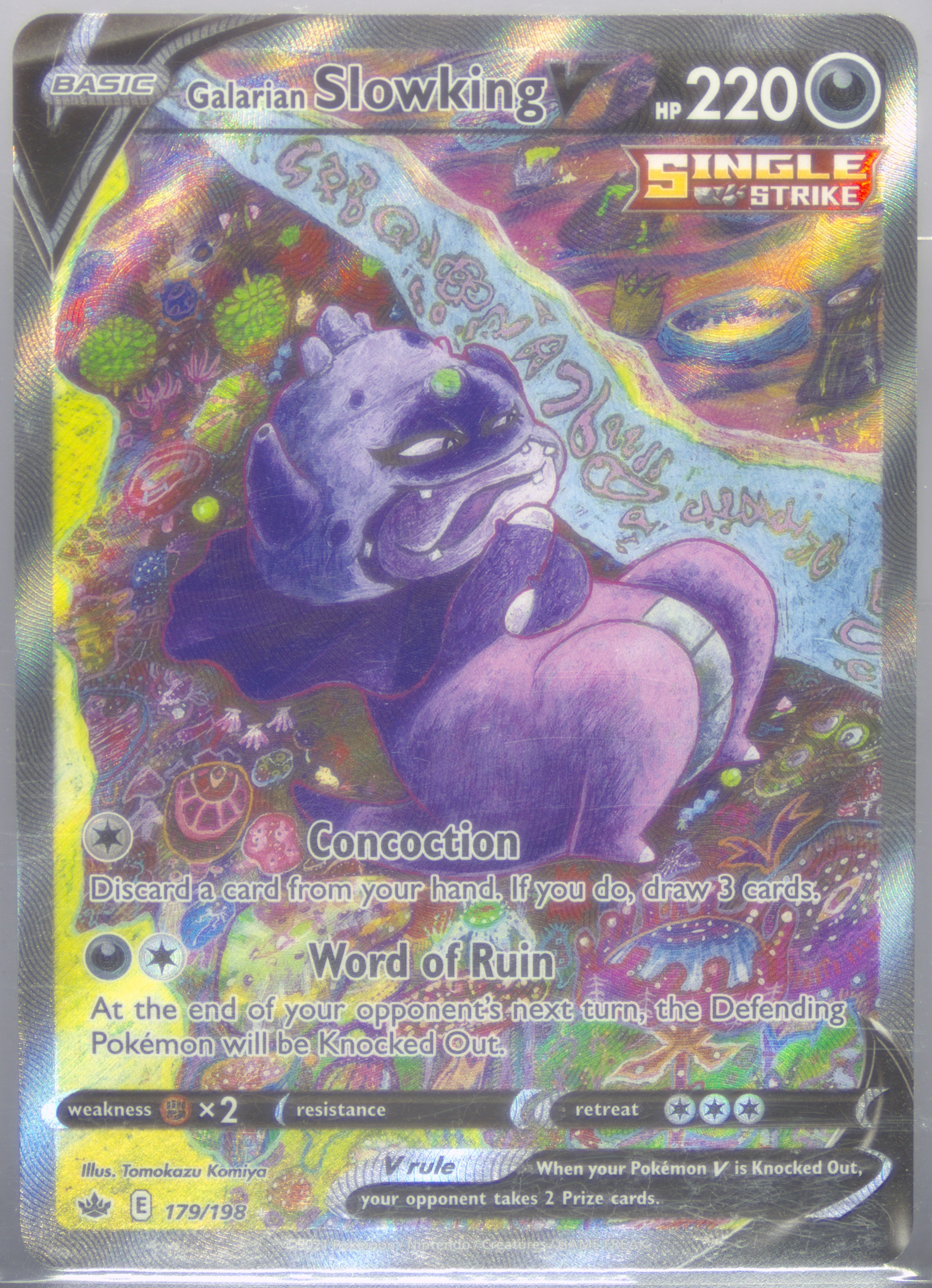 pokemon slowking card Amazon.com: Galarian Slowking V 099/198 & Galarian Slowbro V 099/189 -  Pokemon Ultra Rare Card Lot - Chilling Reign main image 1
