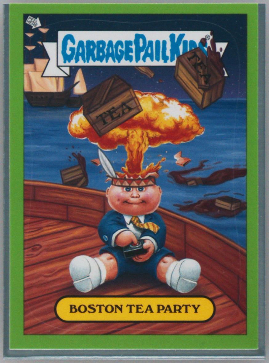 2012 Topps Garbage Pail Kids Adam Bomb Through History Green #7 Boston Tea Party front