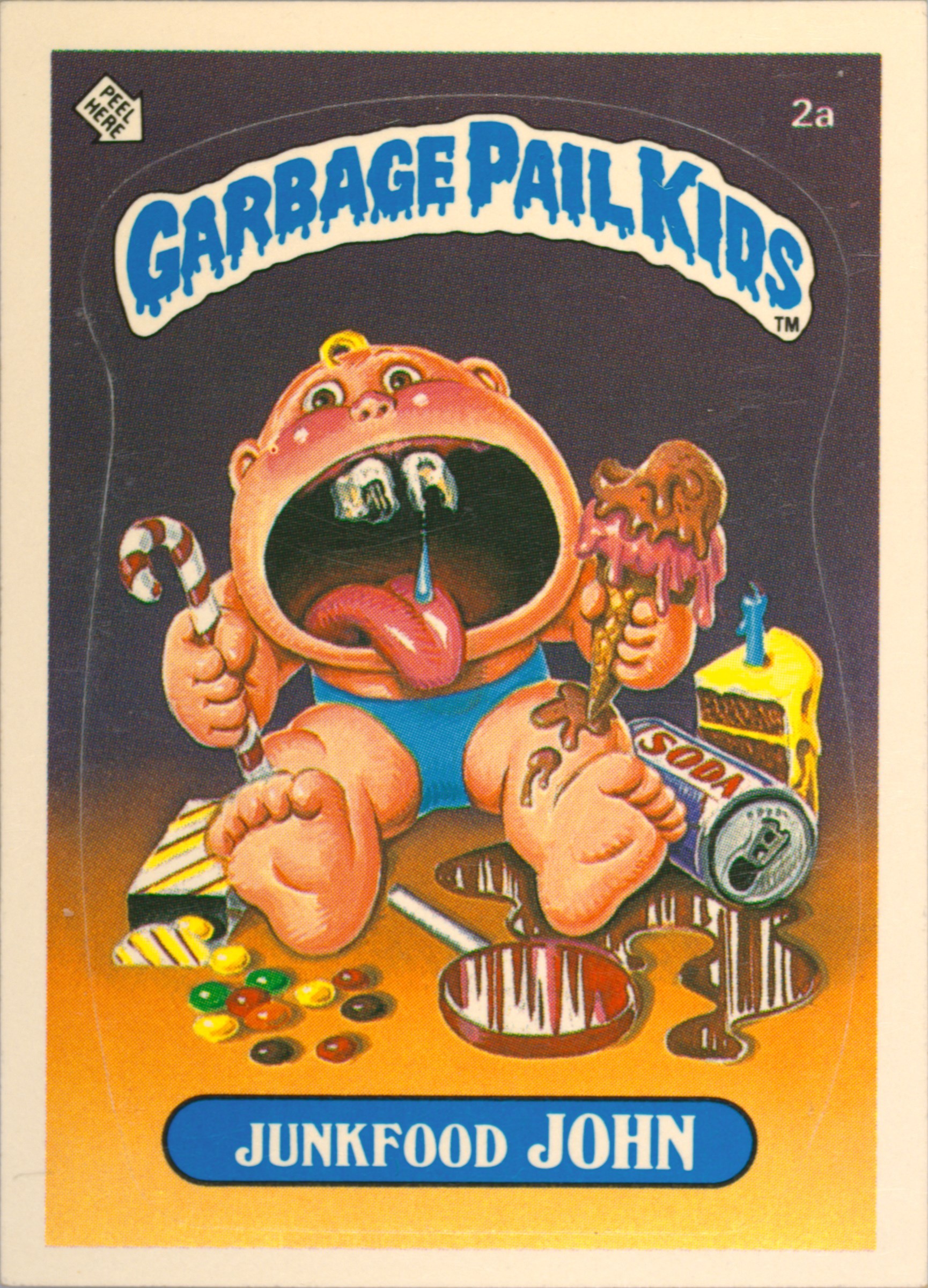 1985 Topps Garbage Pail Kids Original Series 1 #2A Junkfood John front