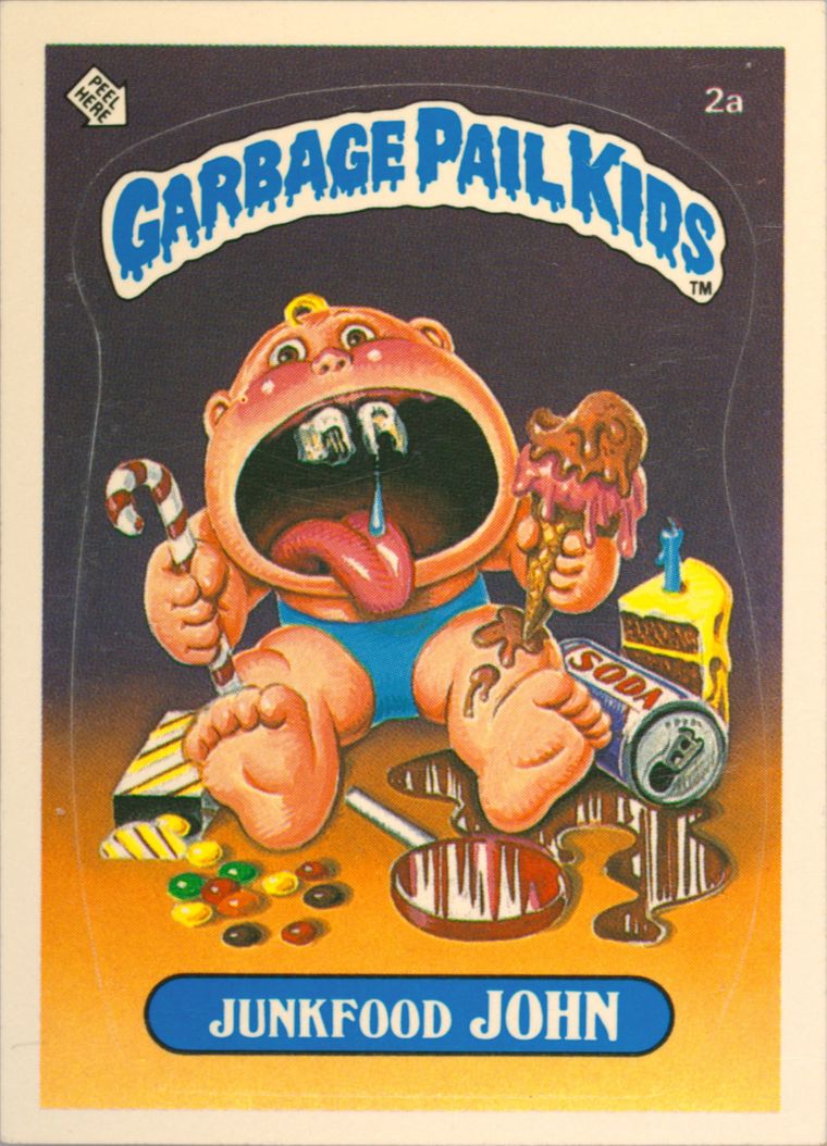 1985 Topps Garbage Pail Kids Original Series 1 #2a Junkfood John front