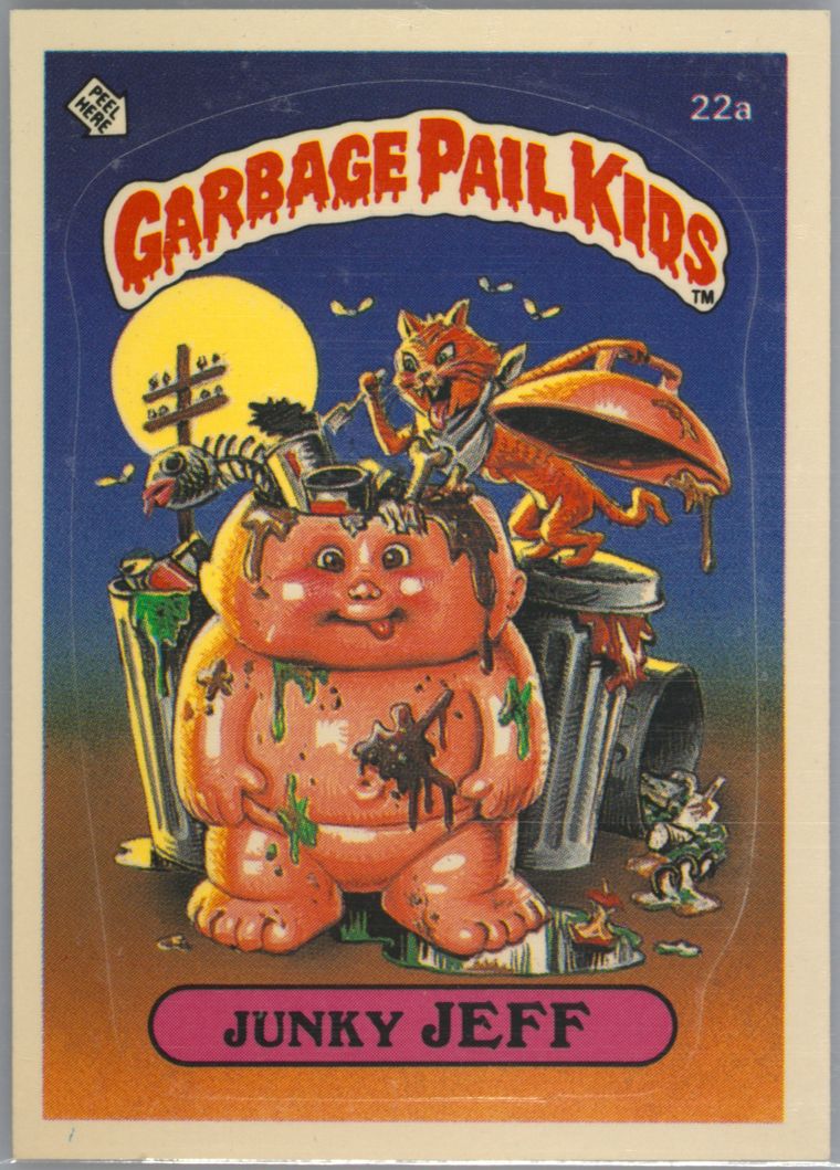 1985 Topps Garbage Pail Kids Stickers-U.K. Minis #22A Junky Jeff Uk- Good front