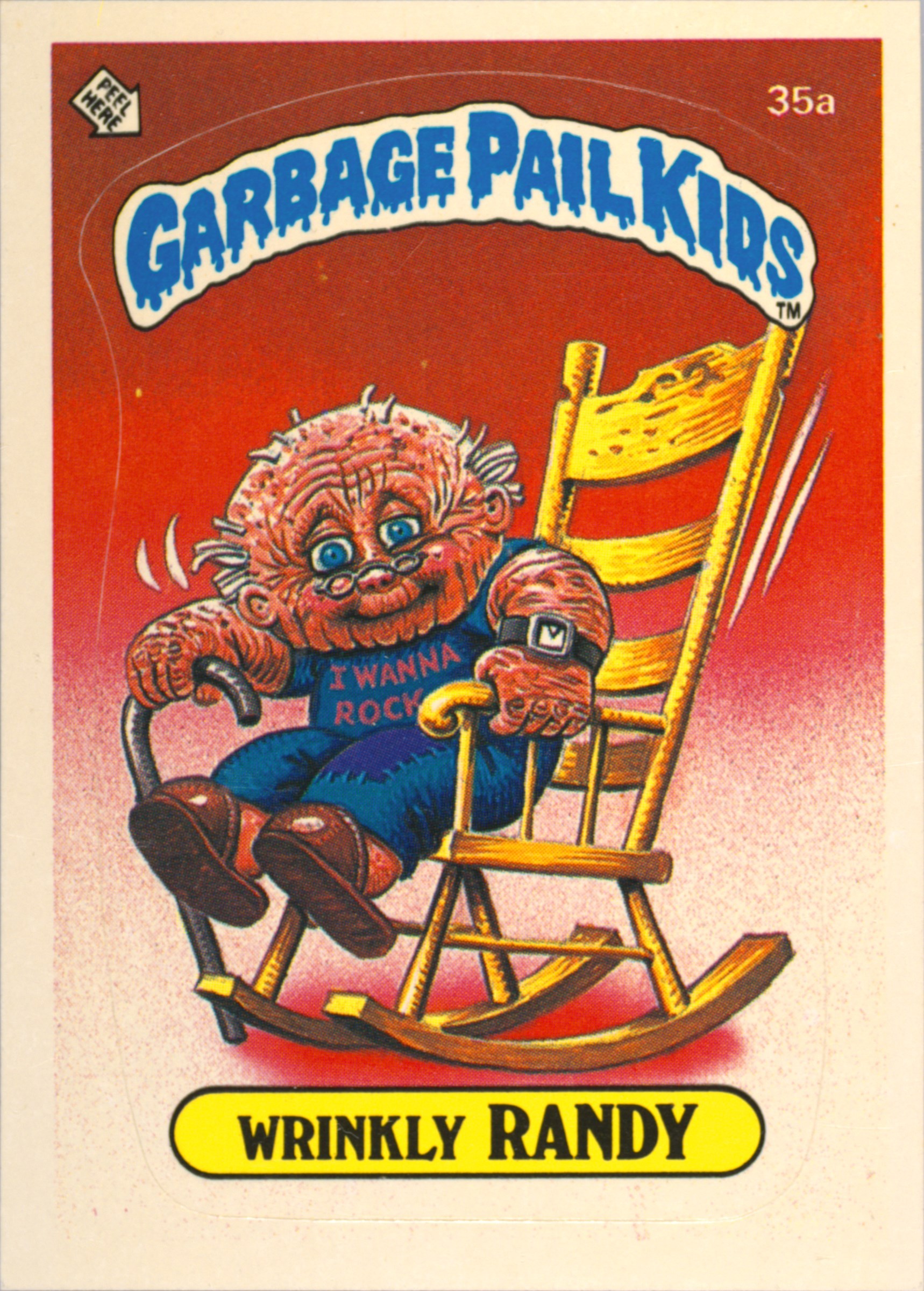 1985 Topps Garbage Pail Kids Original Series 1 #35a Wrinkly Randy front