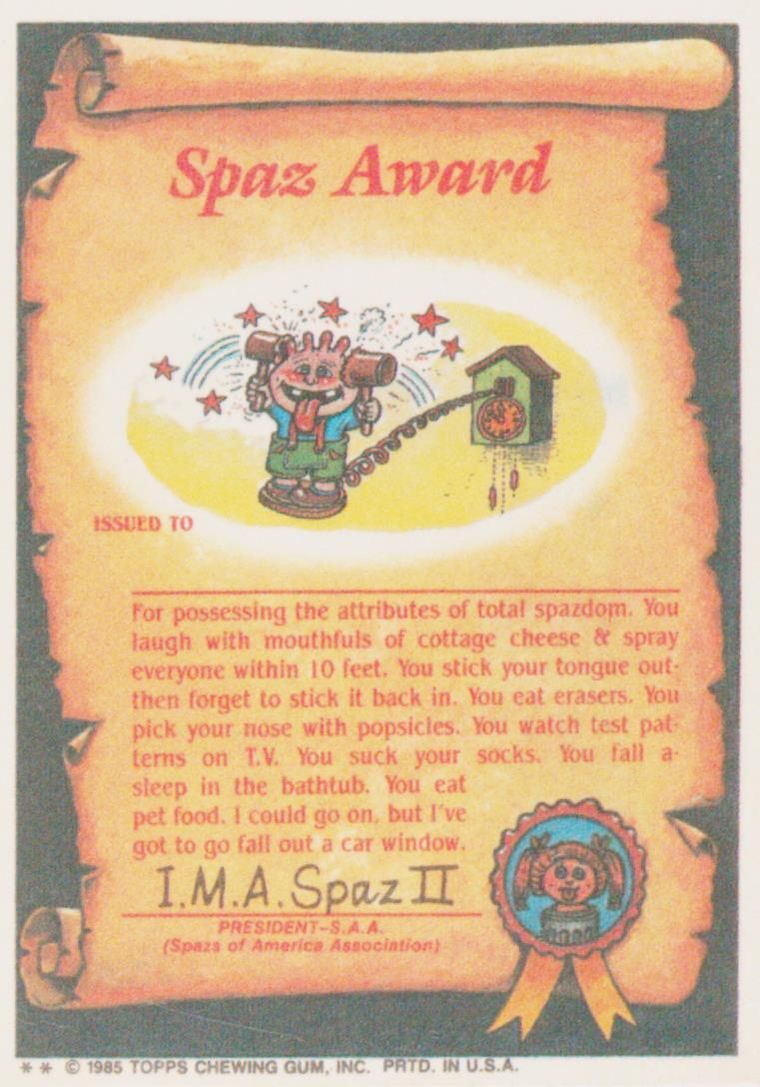 1985 Topps Garbage Pail Kids Original Series 2 #74B Kennel Kenny front