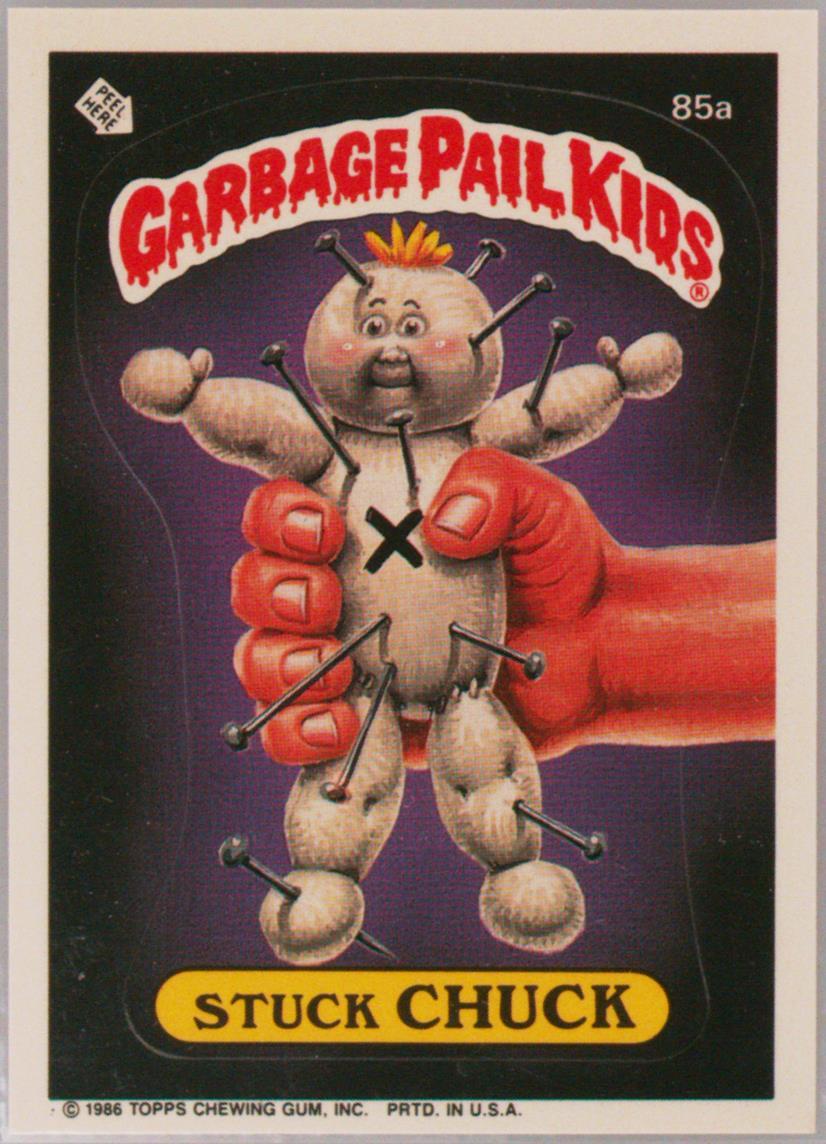 1986 Topps Garbage Pail Kids Original Series 3 With Copyright #85a Stuck Chuck front