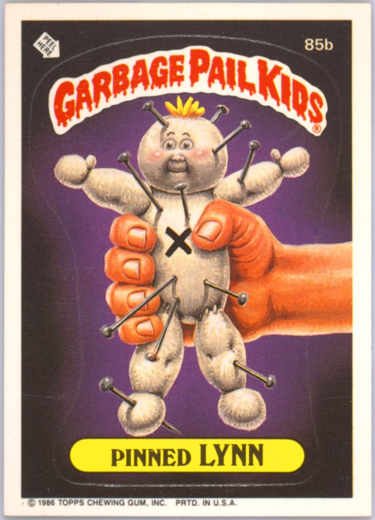 1986 Topps Garbage Pail Kids Original Series 3 With Copyright #85b Pinned Lynn front
