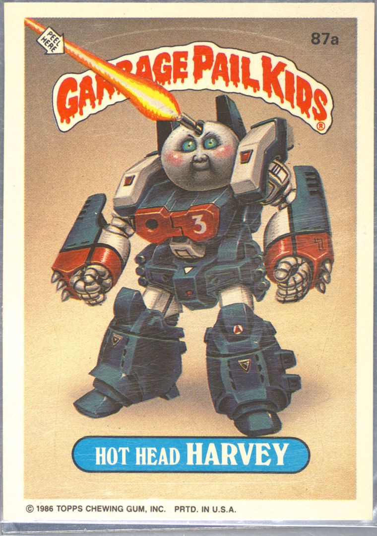 1986 Topps Garbage Pail Kids Original Series 3 #87A Die-Cut Err Head Harvey front