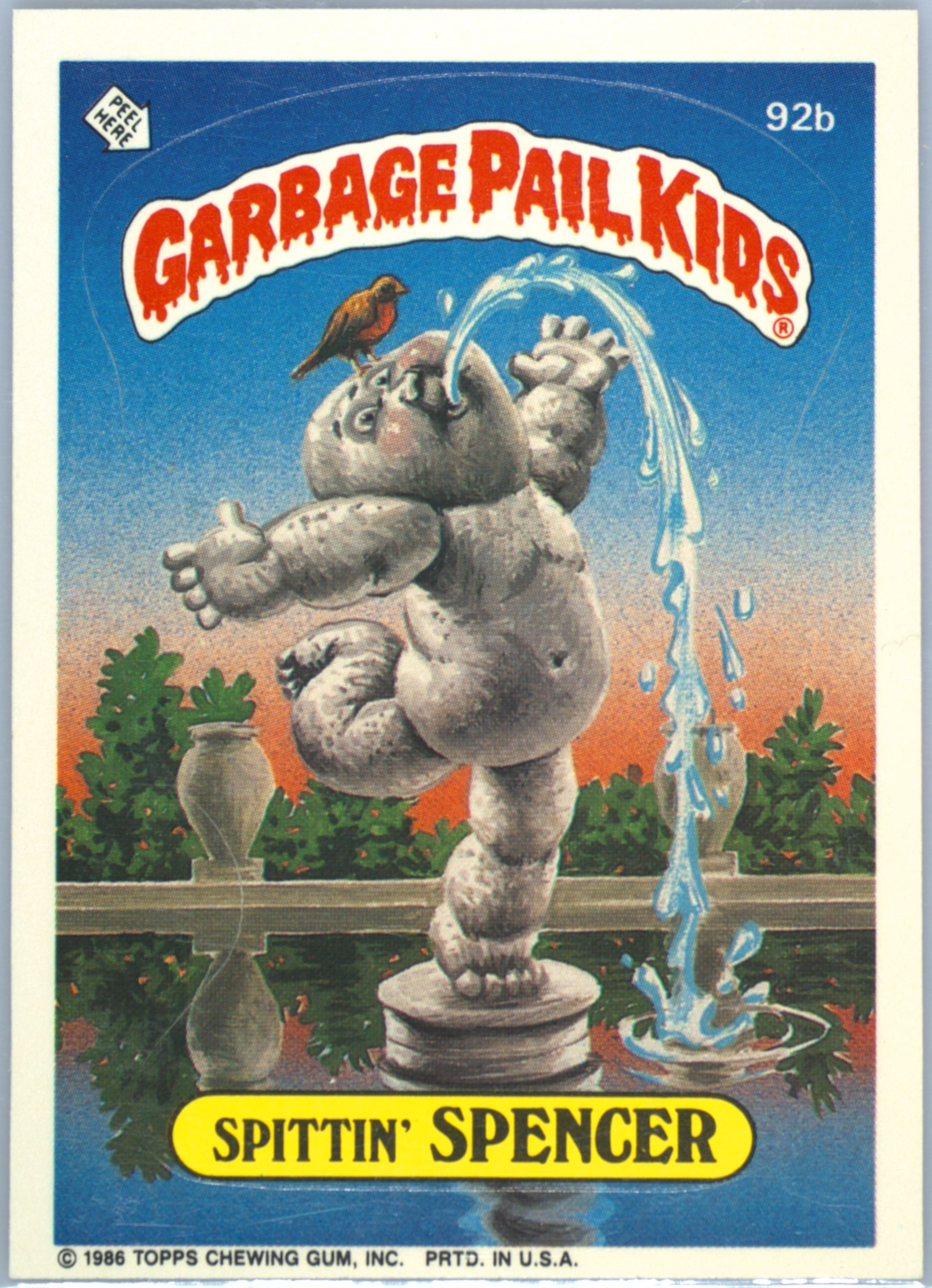 1986 Topps Garbage Pail Kids Original Series 3 #92b Spittin' Spencer front
