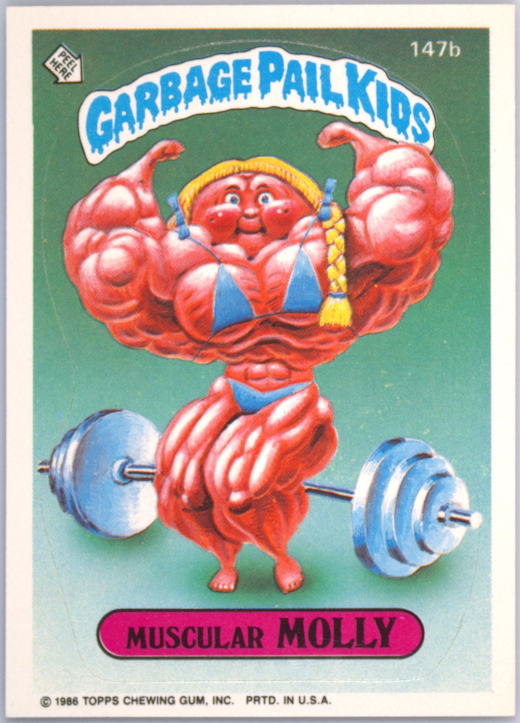1986 Topps Garbage Pail Kids Original Series 4 #147B Muscular Molly front