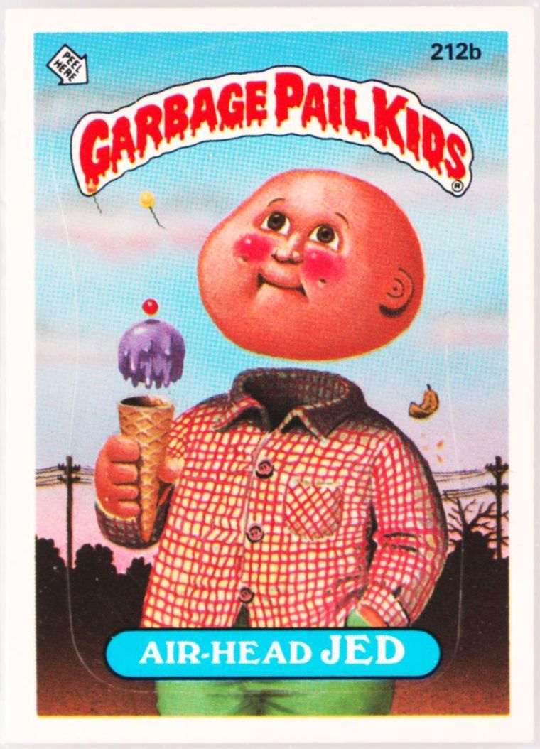 1986 Topps Garbage Pail Kids Original Series 6 #212b Air-Head Jed front