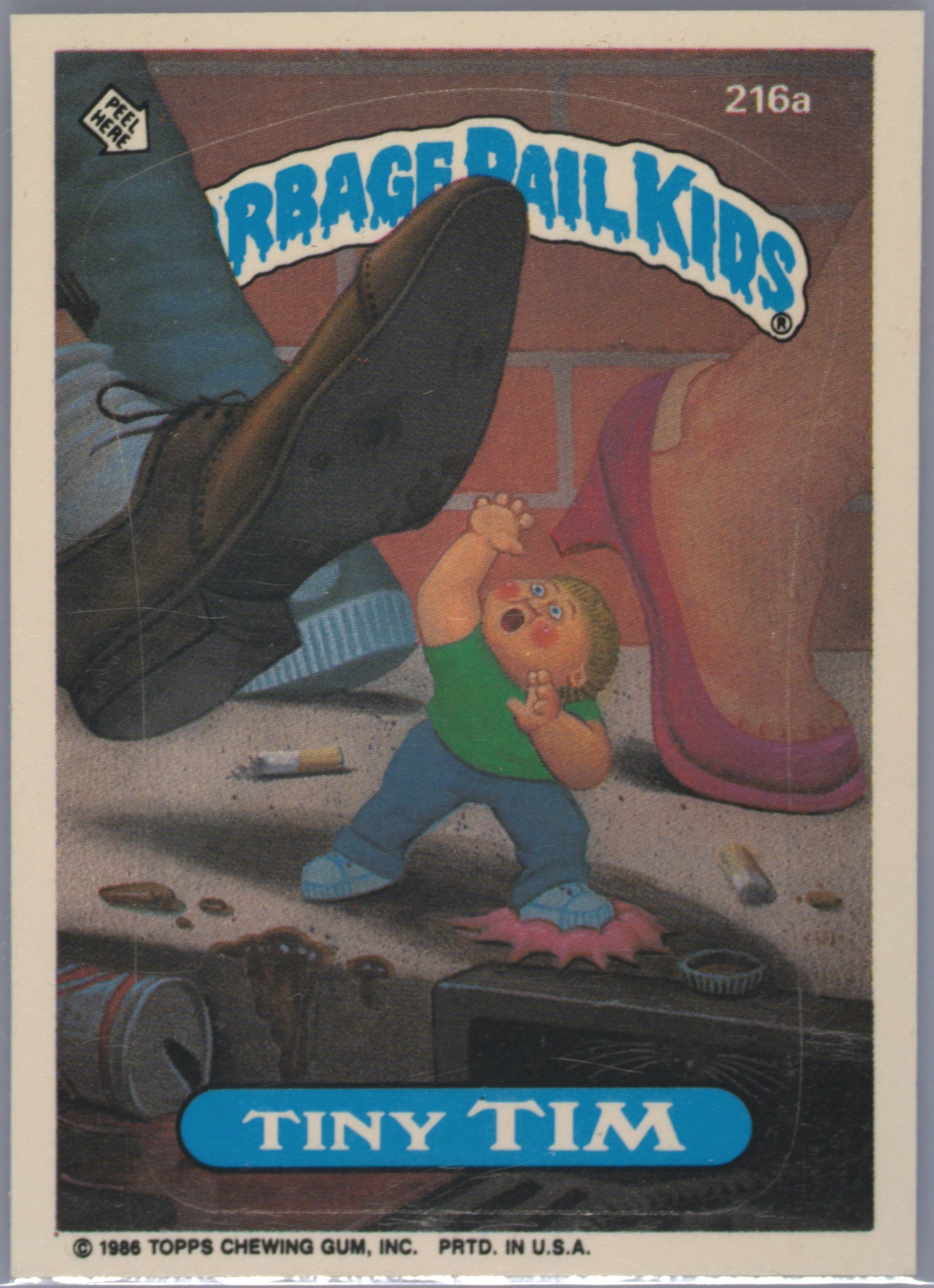 1986 Topps Garbage Pail Kids Original Series 6 #216a Tiny Tim front