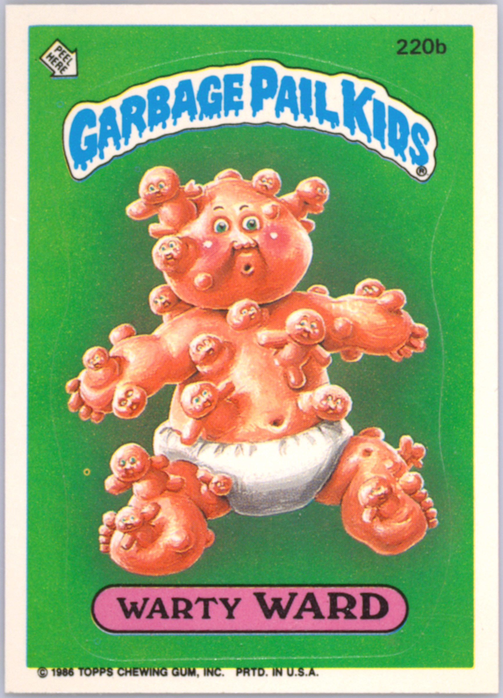 1986 Topps Garbage Pail Kids Original Series 6 #220B Warty Ward front