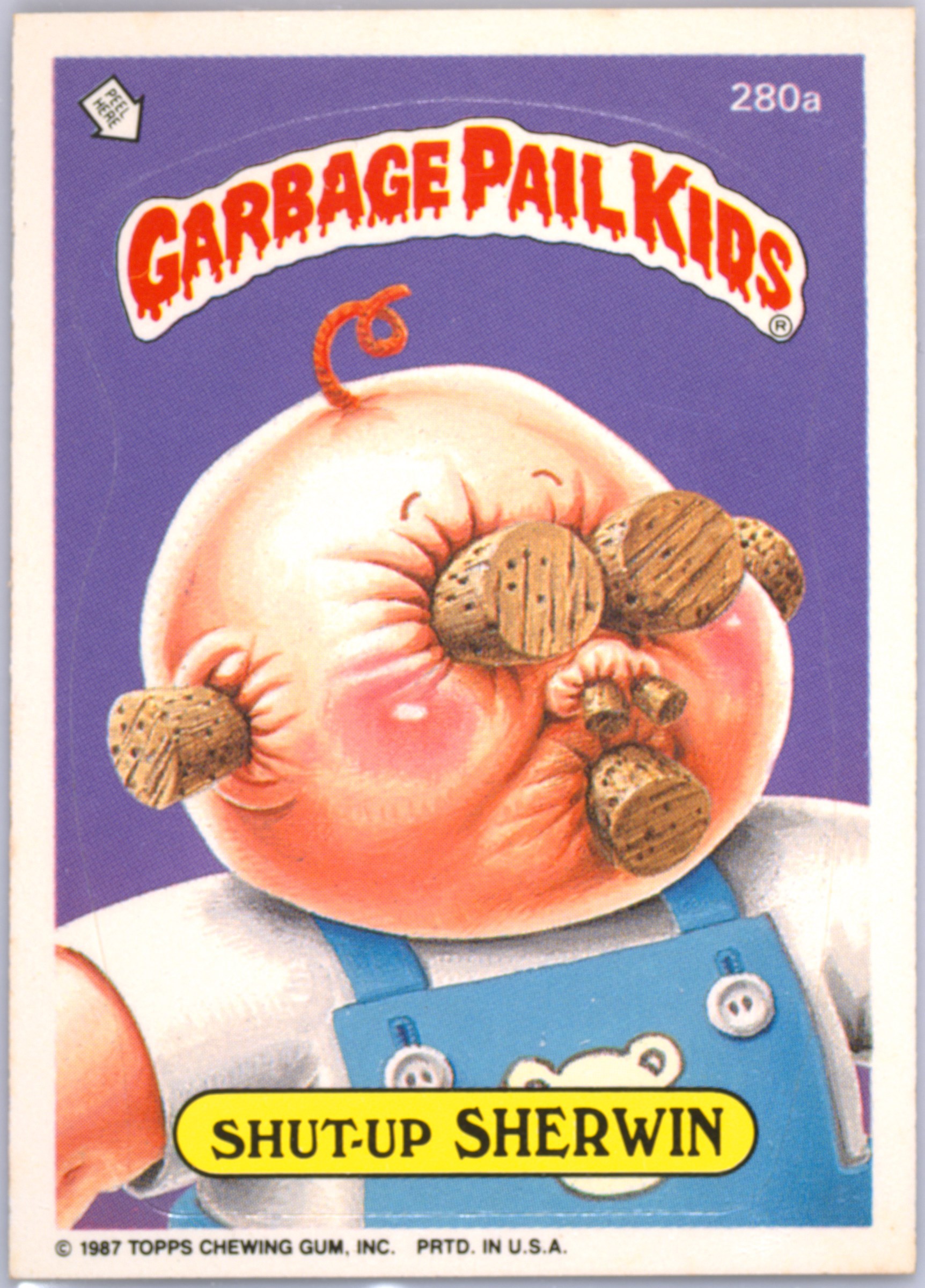 1987 Topps Garbage Pail Kids Original Series 7 #280a Shut-Up Sherwin front