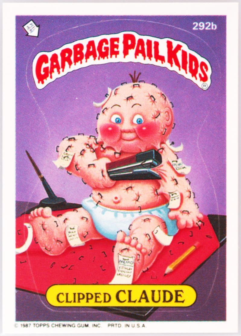 1987 Topps Garbage Pail Kids Original Series 7 #292b Clipped Claude front