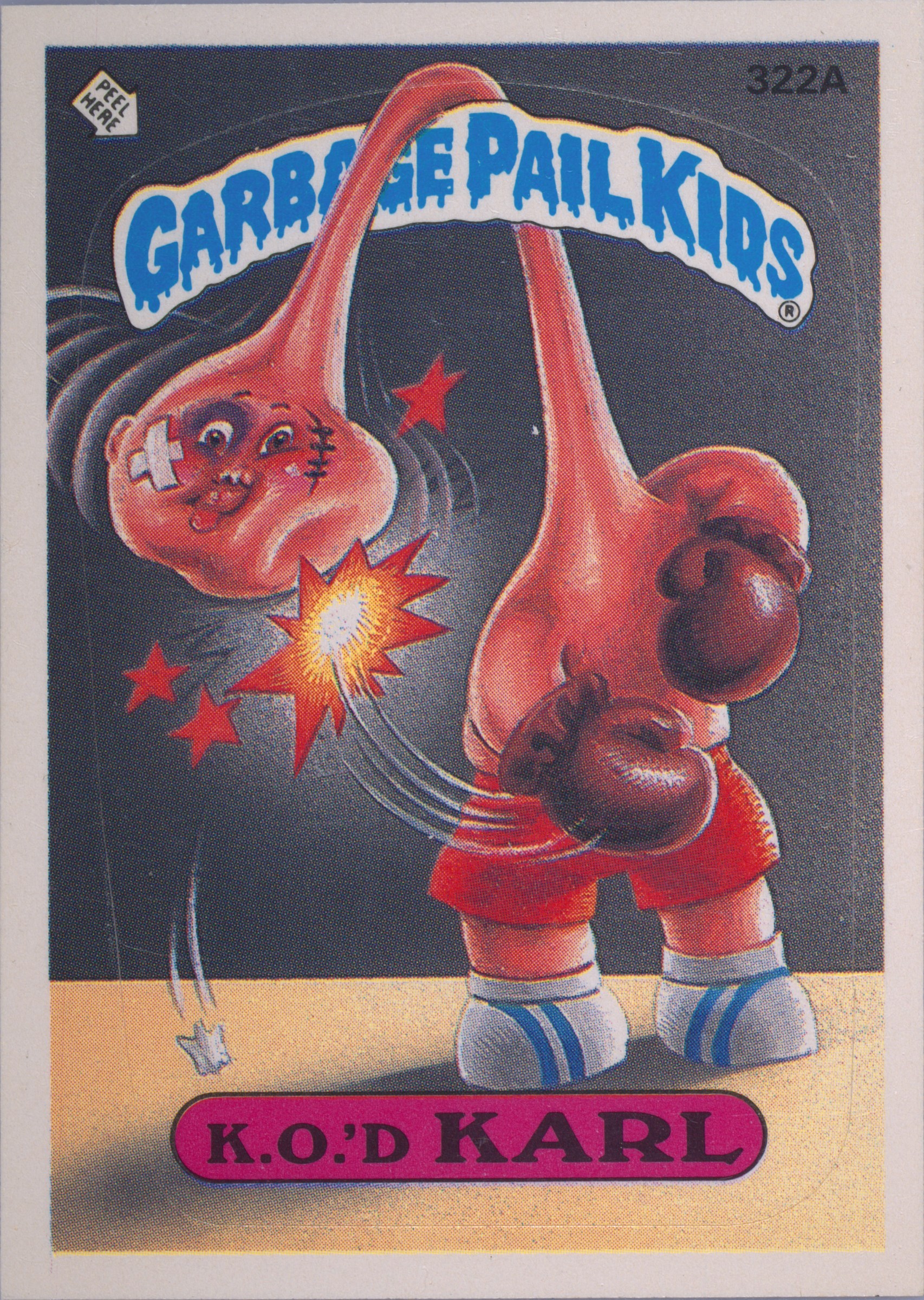 1987 Topps Garbage Pail Kids Original Series 8 #322a K.O.'d Karl front