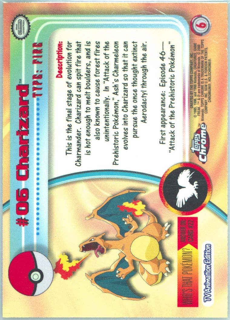 topps pokemon cards charizard 1999 Topps Series 1 06 Charizard Green Logo main image 1