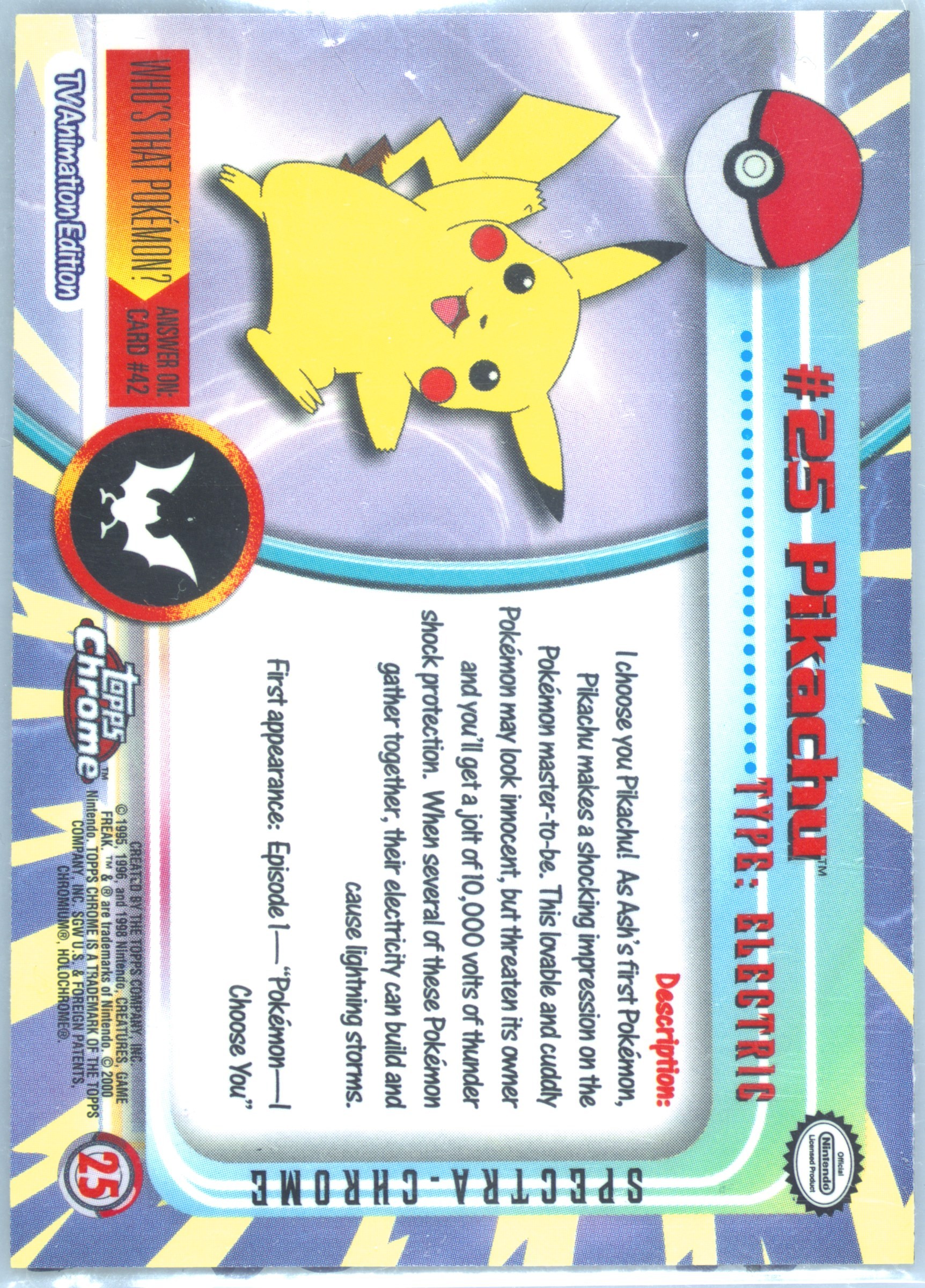 PSA10 TOPPS ピカチュウ メタリック 箔押し 2000 訳あり商品 PSA10 TOPPS ピカチュウ メタリック 箔押し 2000 PSA 8