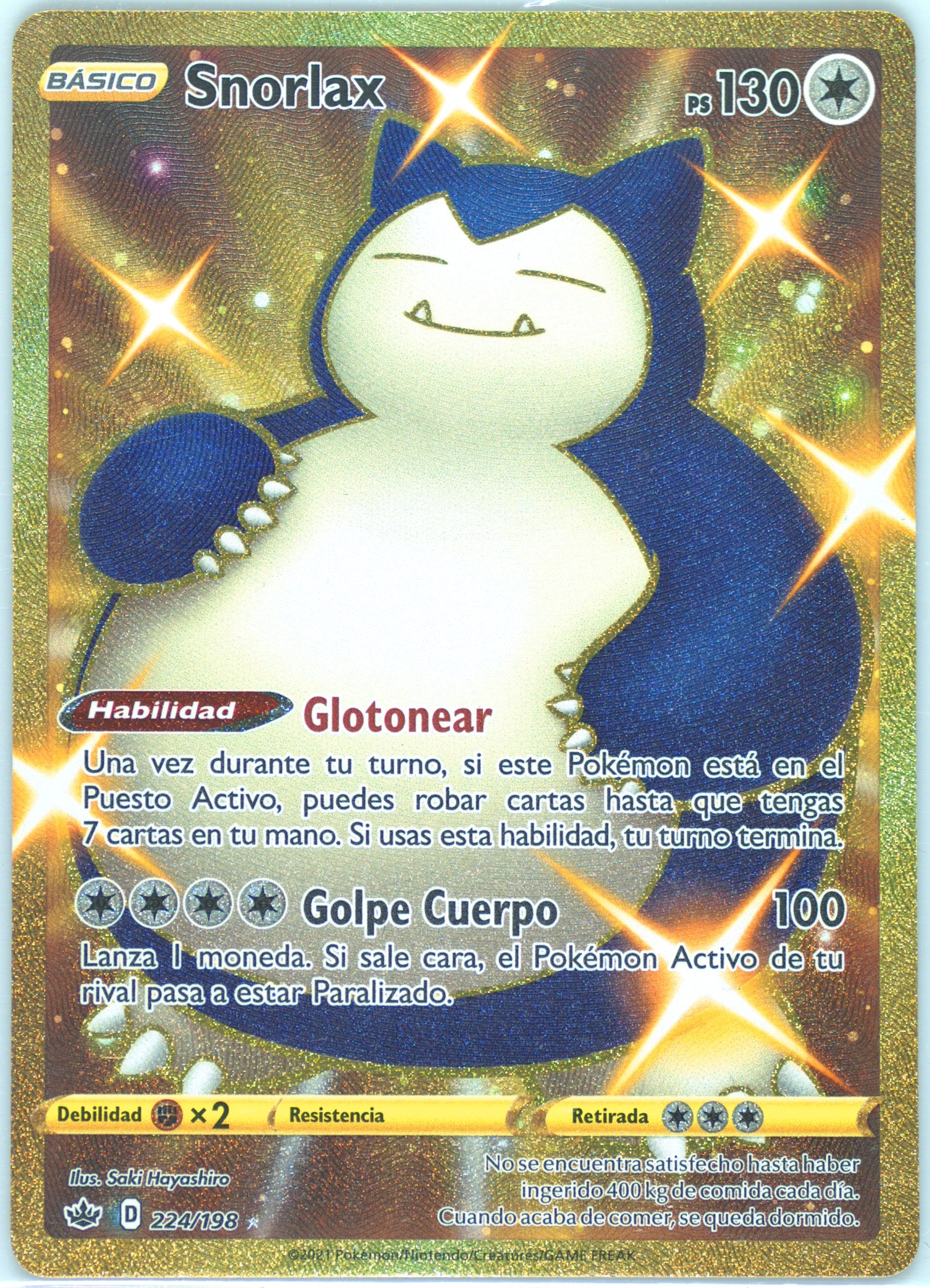 golden snorlax pokemon cards chilling reign Collector | Last Snorlax card added to the collection this year, the Gold Snorlax Secret Rare from Reign. Since its debut 2 years ago in 2021, Featuring a striking image of the captivating character Snorlax 224/198 Gold Secret Rare