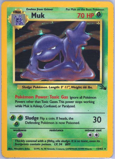 muk pokemon card value 13/62 Amazon.com: Pokemon - Muk (13) - Fossil main image 1