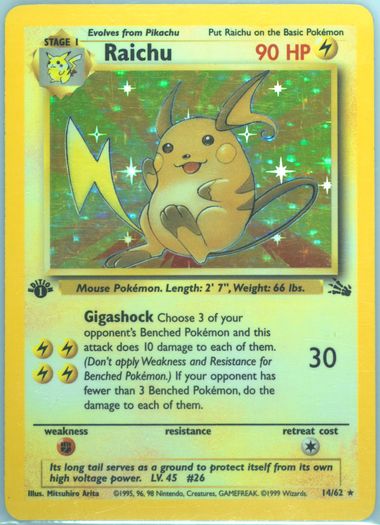 1999年 Pokemon Game Raichu-Holo 1st Ed. 1999 Nintendo Pokemon Game Raichu-Holo (1st Edition) | PSA