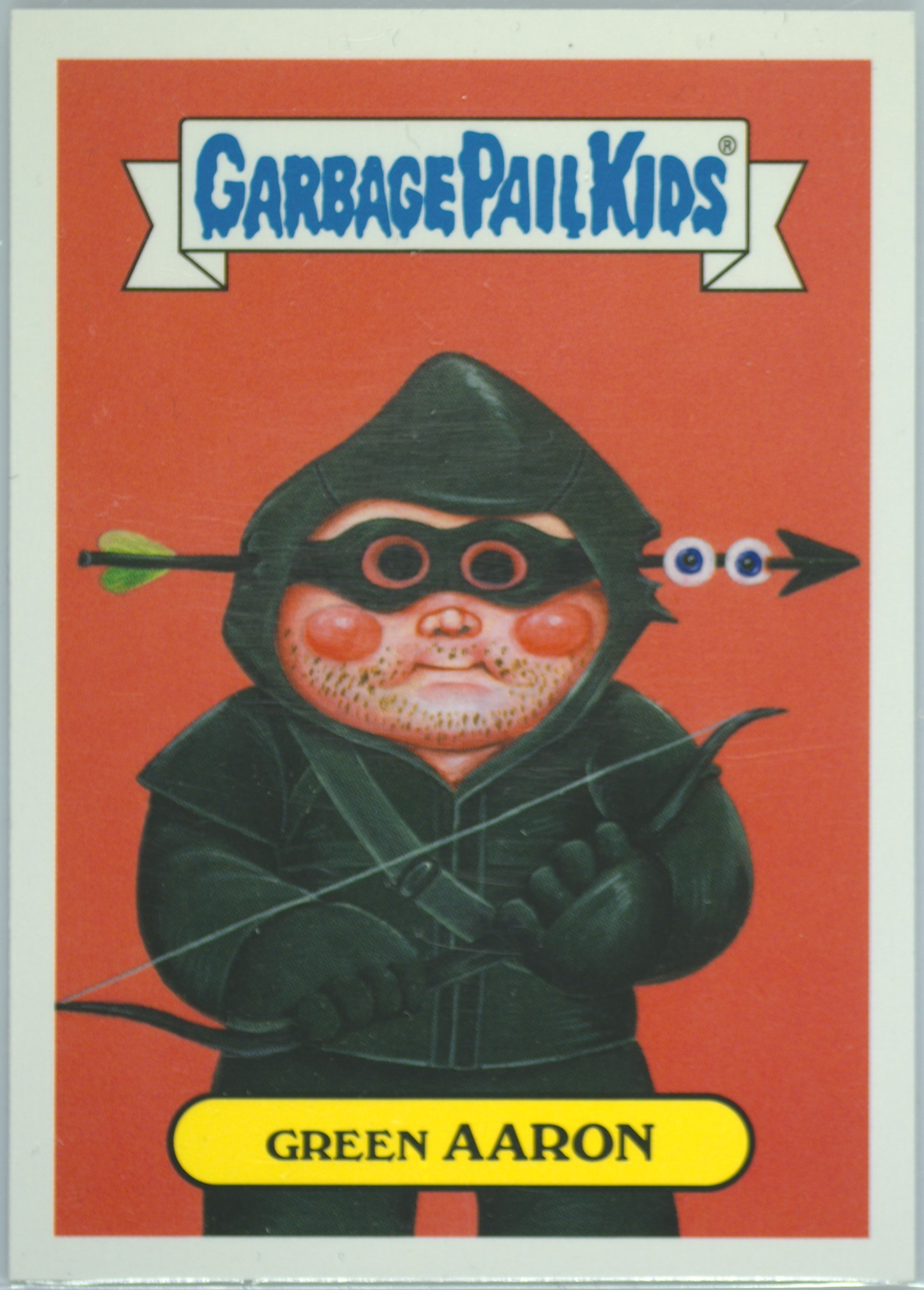 2016 Topps Garbage Pail Kids Trashy TV Comic Book TV Series Sticker #1a Green Aaron front