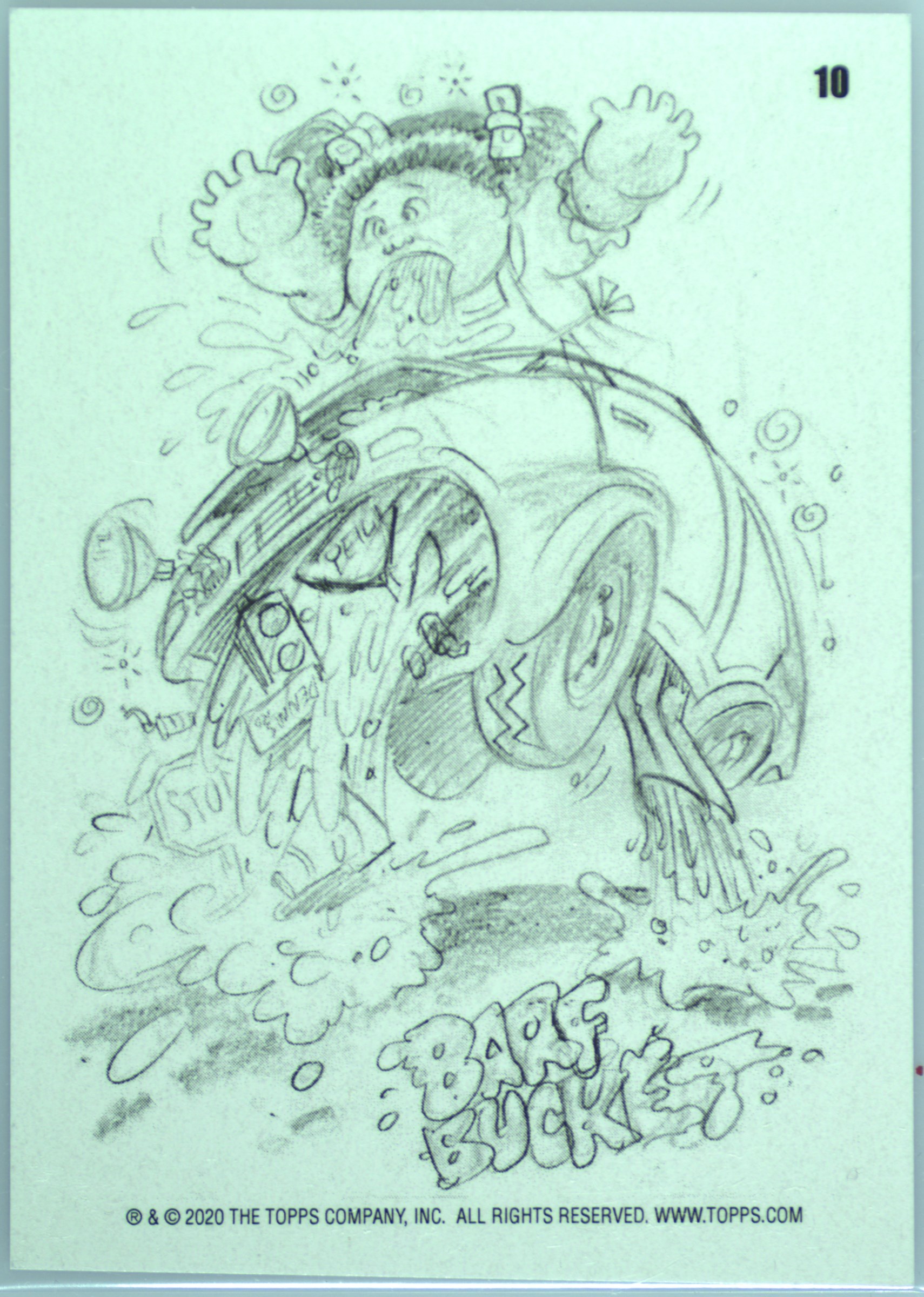 2020 Topps Garbage Pail Kids Krashers Rough Art #10 Barf Bucket front