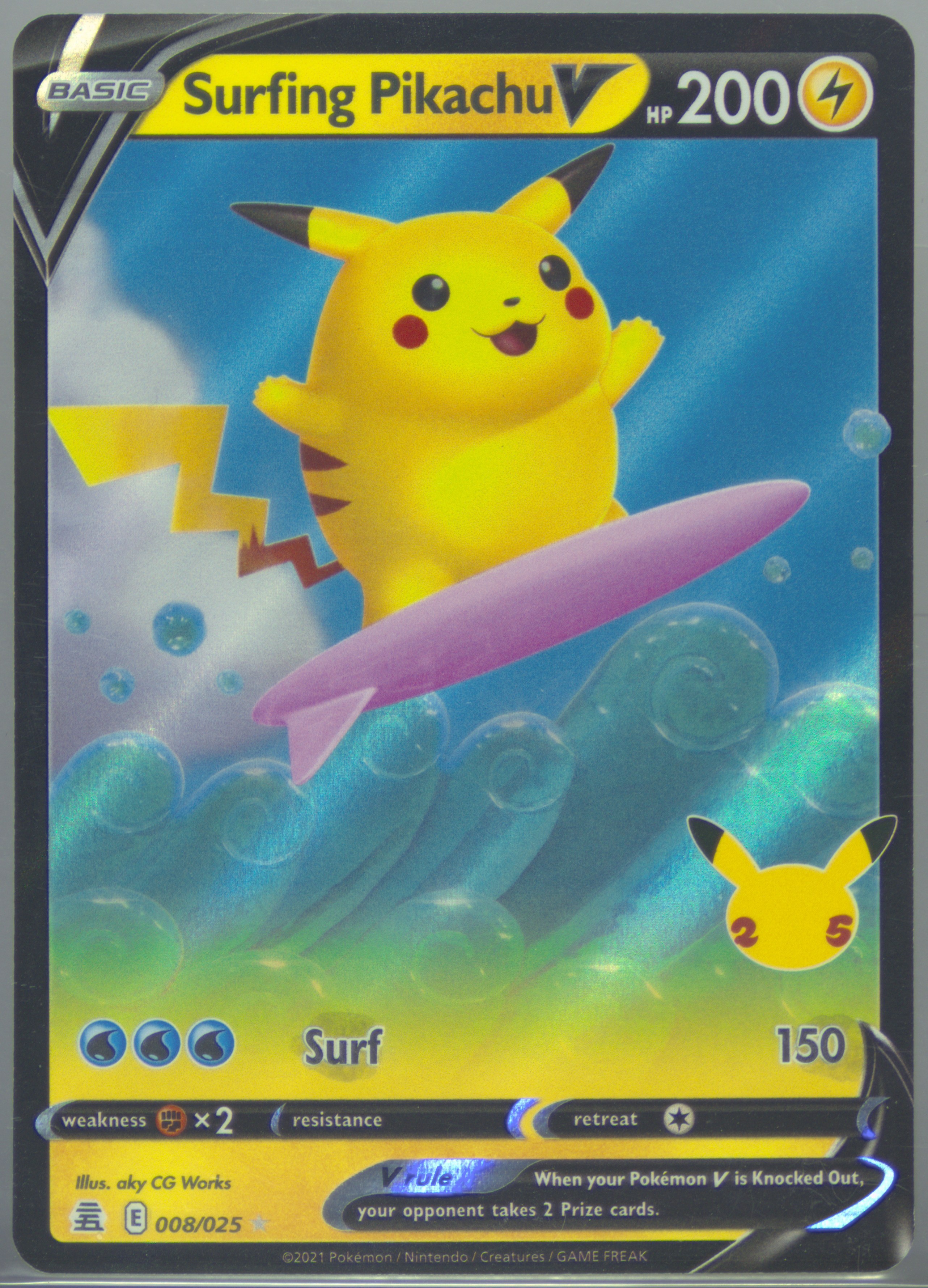 surfing pikachu pokemon card price Pokemon TCG Surfing Pikachu V Celebrations Full Art Holo Card 008/025 –  Pfaltzcraftsmore