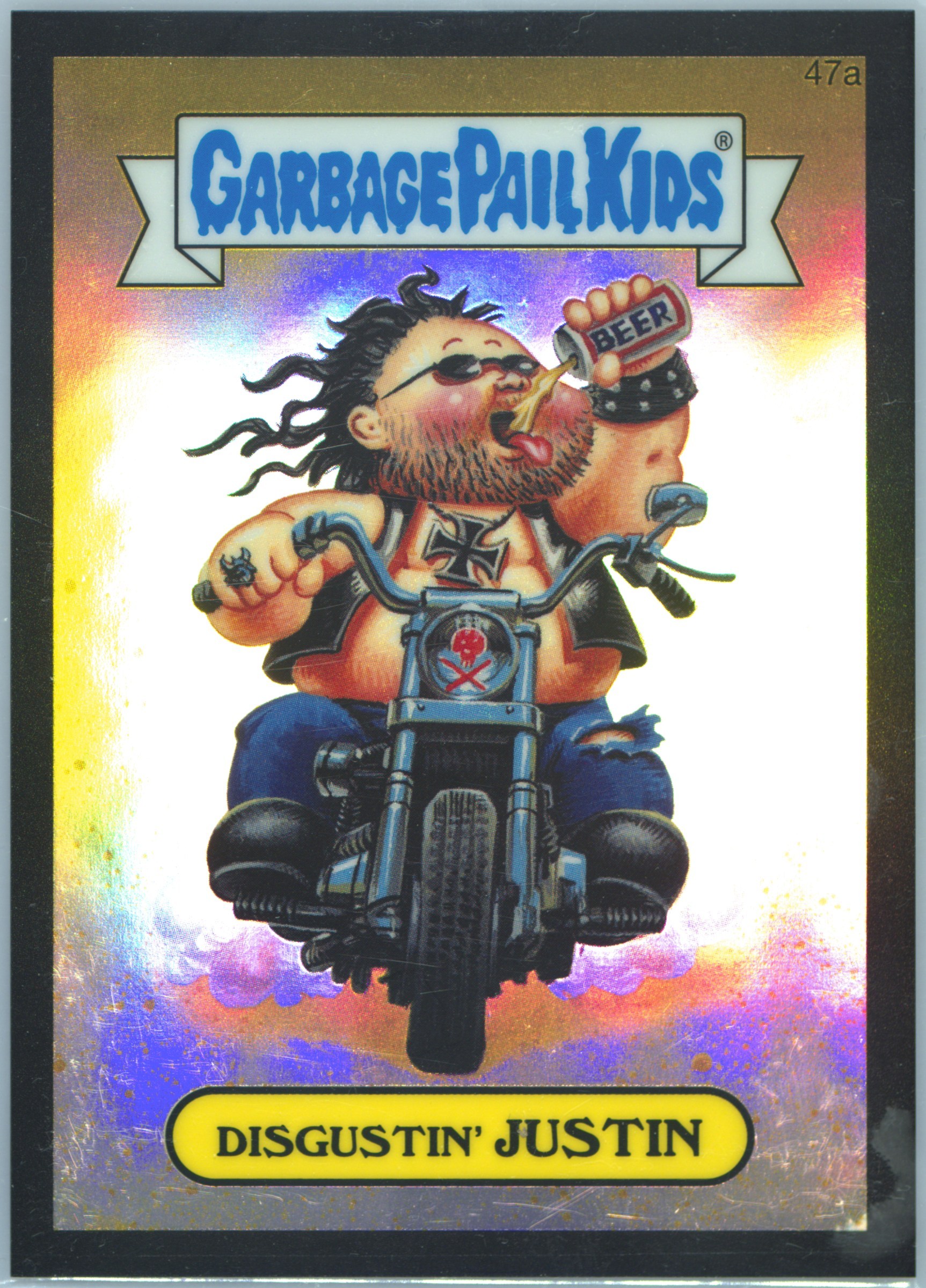 2014 Topps Garbage Pail Kids Chrome Series 2 Black Refractor #47a Disgustin' Justin front