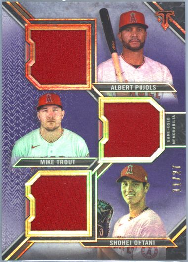 ゲームセンター・ゲームカード TROUT/OHTANI/PUJOLS RELIC COMBOS 2020 TOPPS TRIPLE THREADS MIKE TROUT SHOHEI OHTANI ALBERT