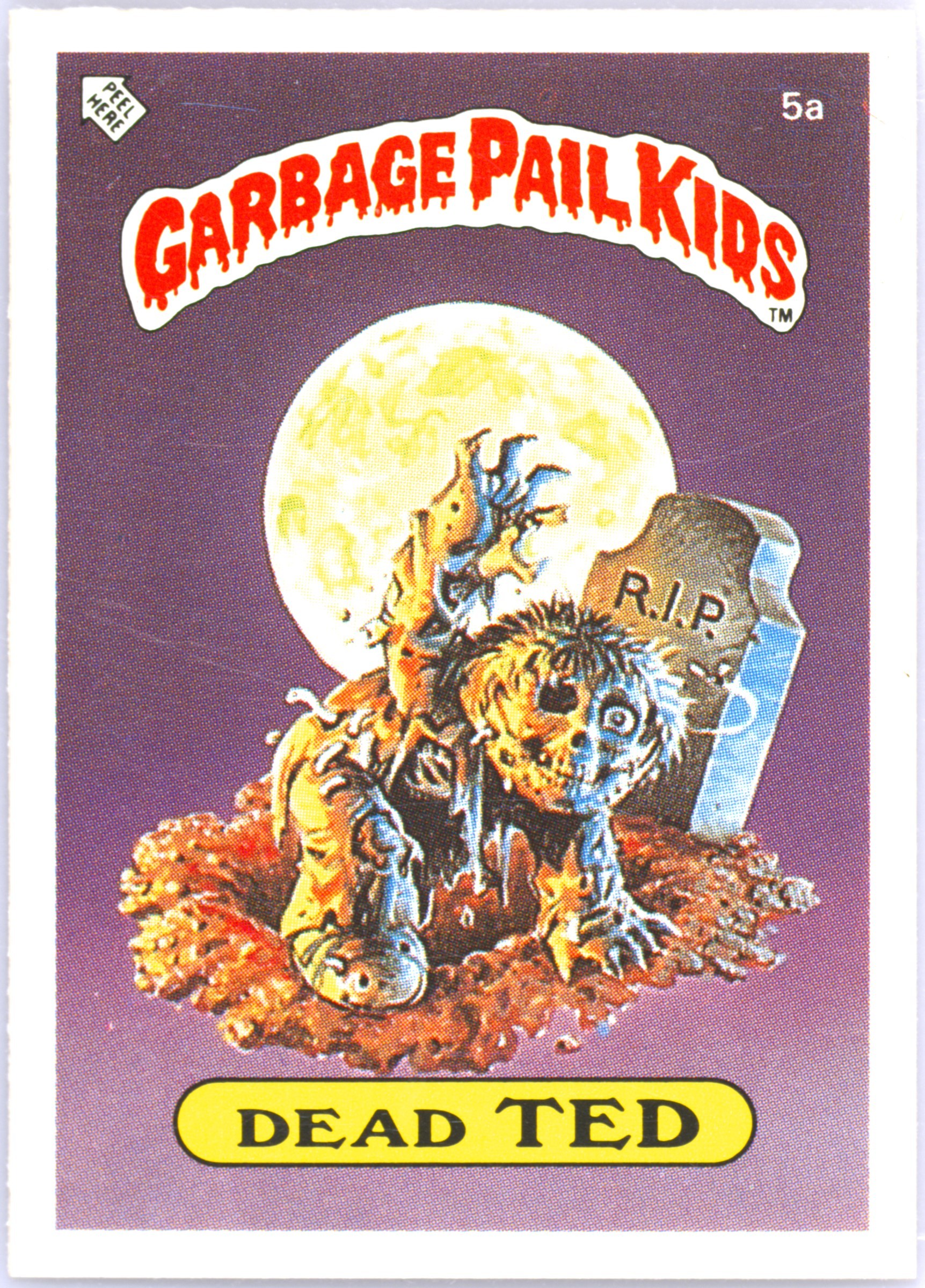 1986 Topps Garbage Pail Kids Stickers-U.K. Minis #5a Dead Ted front