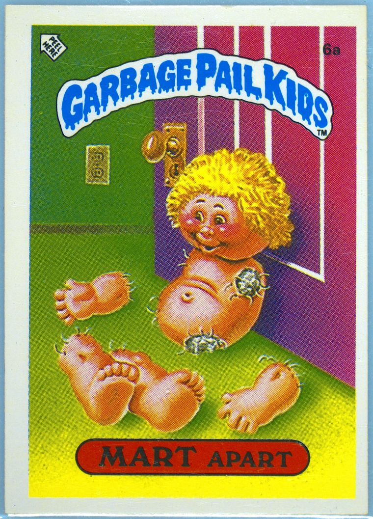1986 Topps Garbage Pail Kids Stickers-U.K. Minis #6a Mart Apart front