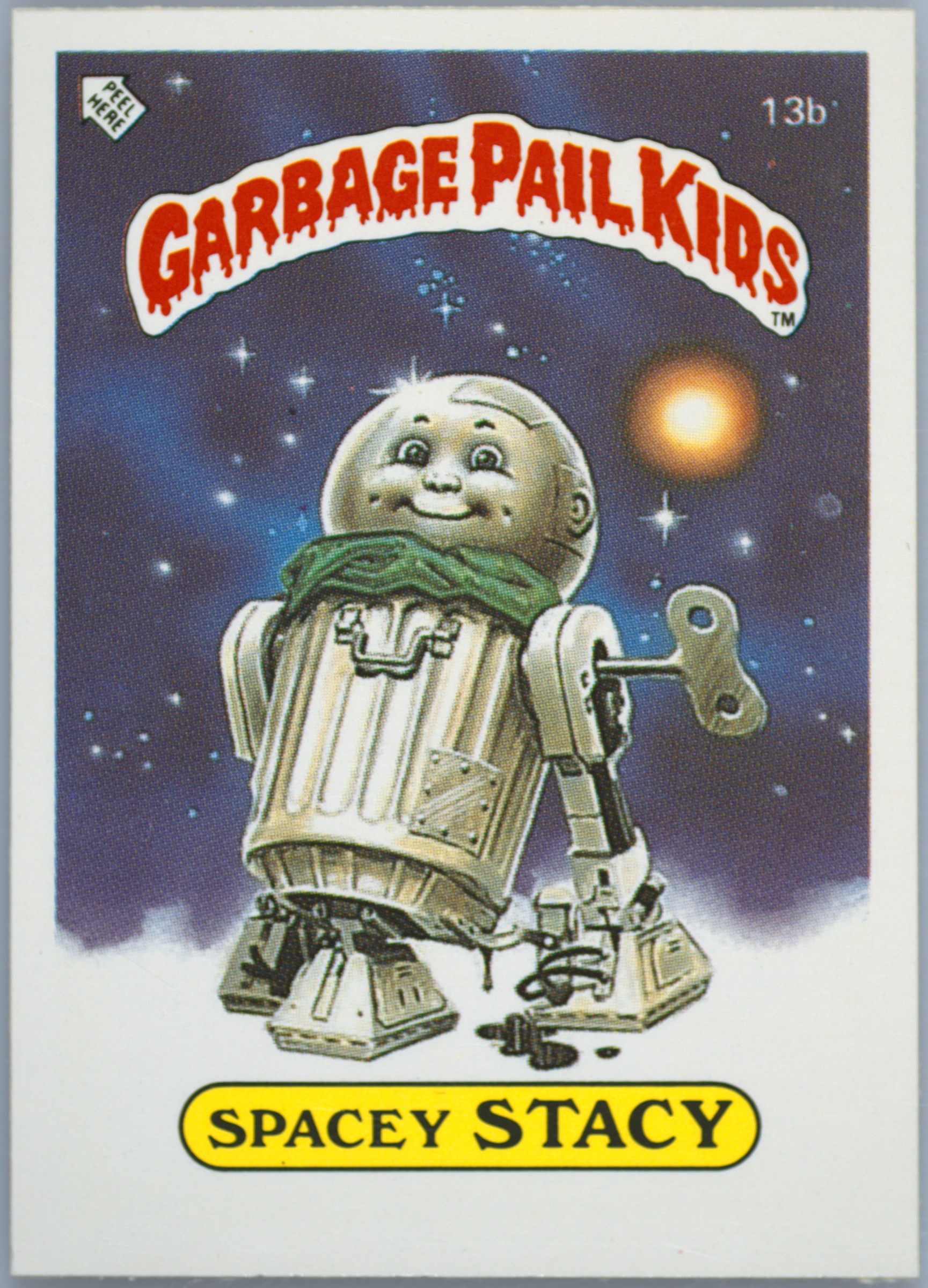 1986 Topps Garbage Pail Kids Stickers-U.K. Minis #13b Spacey Stacy front
