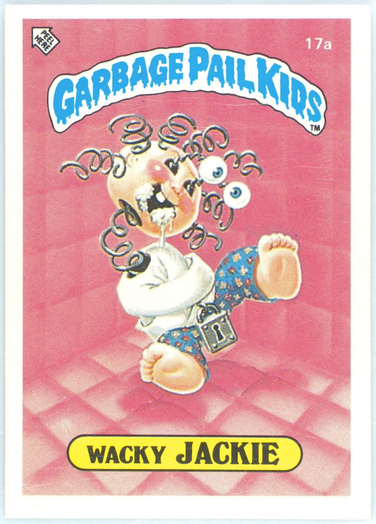 1986 Topps Garbage Pail Kids Stickers-U.K. Minis #17a Wacky Jackie front