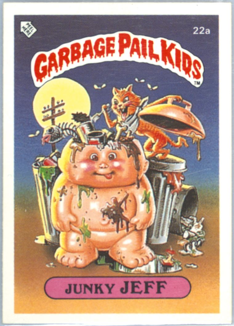 1986 Topps Garbage Pail Kids Stickers-U.K. Minis #22a Junky Jeff front