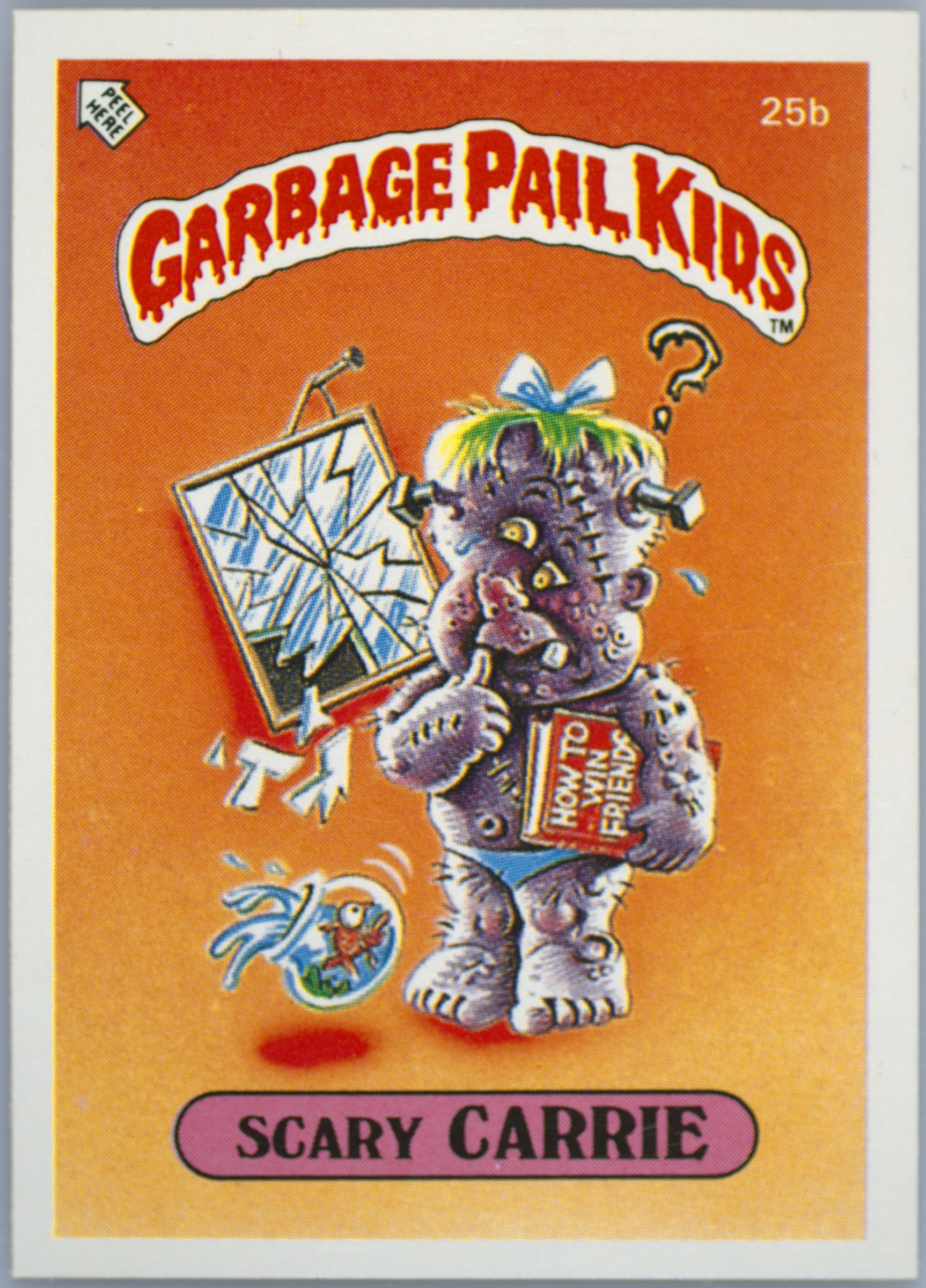 1986 Topps Garbage Pail Kids Stickers-U.K. Minis #25b Scary Carrie front