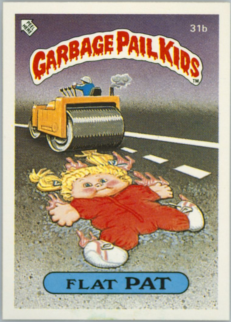 1986 Topps Garbage Pail Kids Stickers-U.K. Minis #31b Flat Pat front