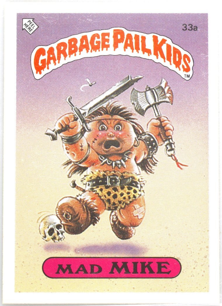 1986 Topps Garbage Pail Kids Stickers-U.K. Minis #33a Mad Mike front