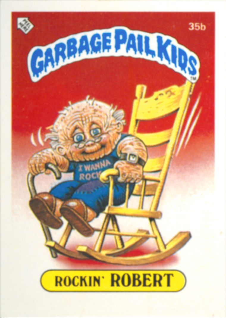 1986 Topps Garbage Pail Kids Stickers-U.K. Minis #35b Rockin' Robert front