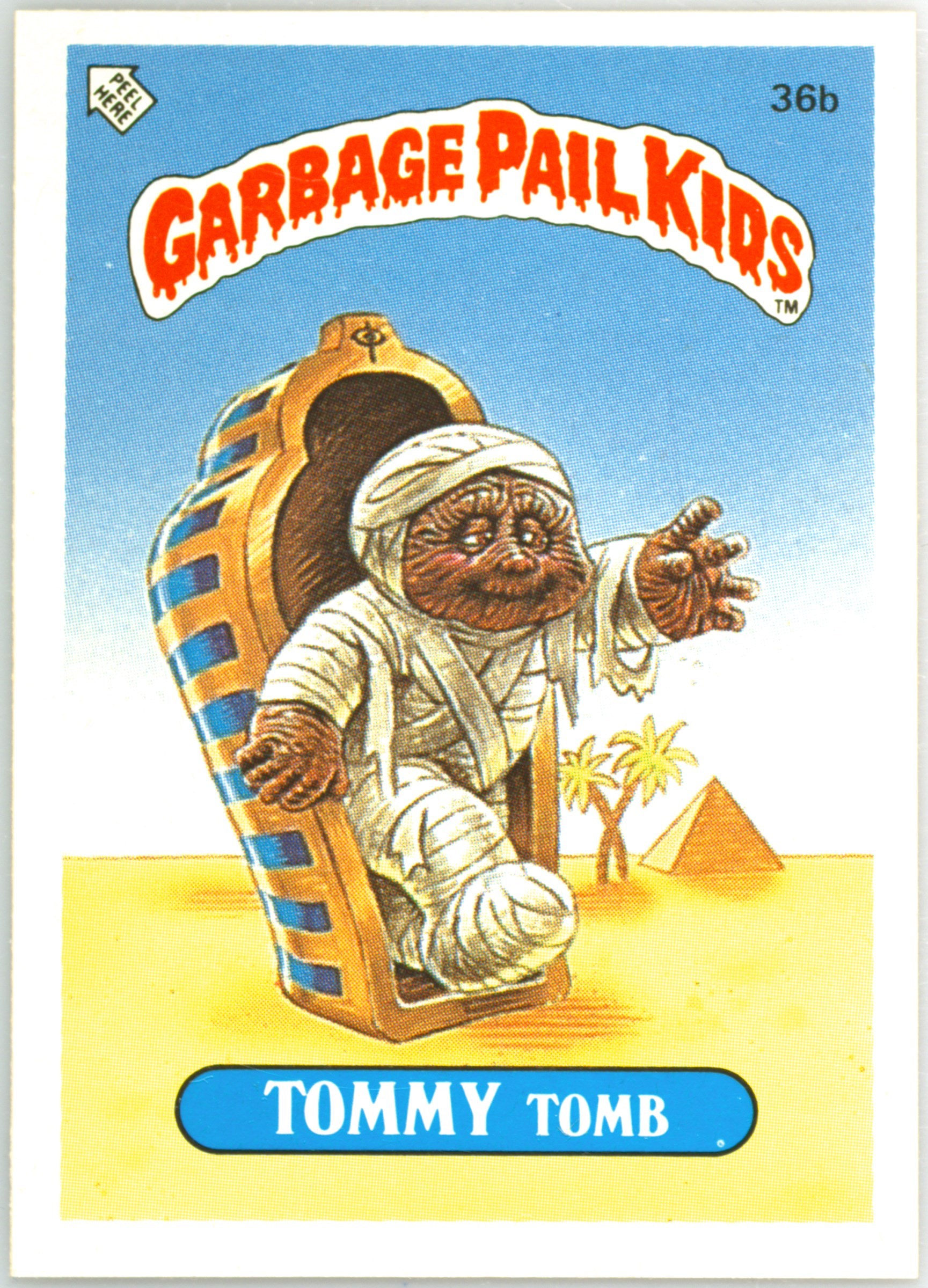 1986 Topps Garbage Pail Kids Stickers-U.K. Minis #36b Tommy Tomb front