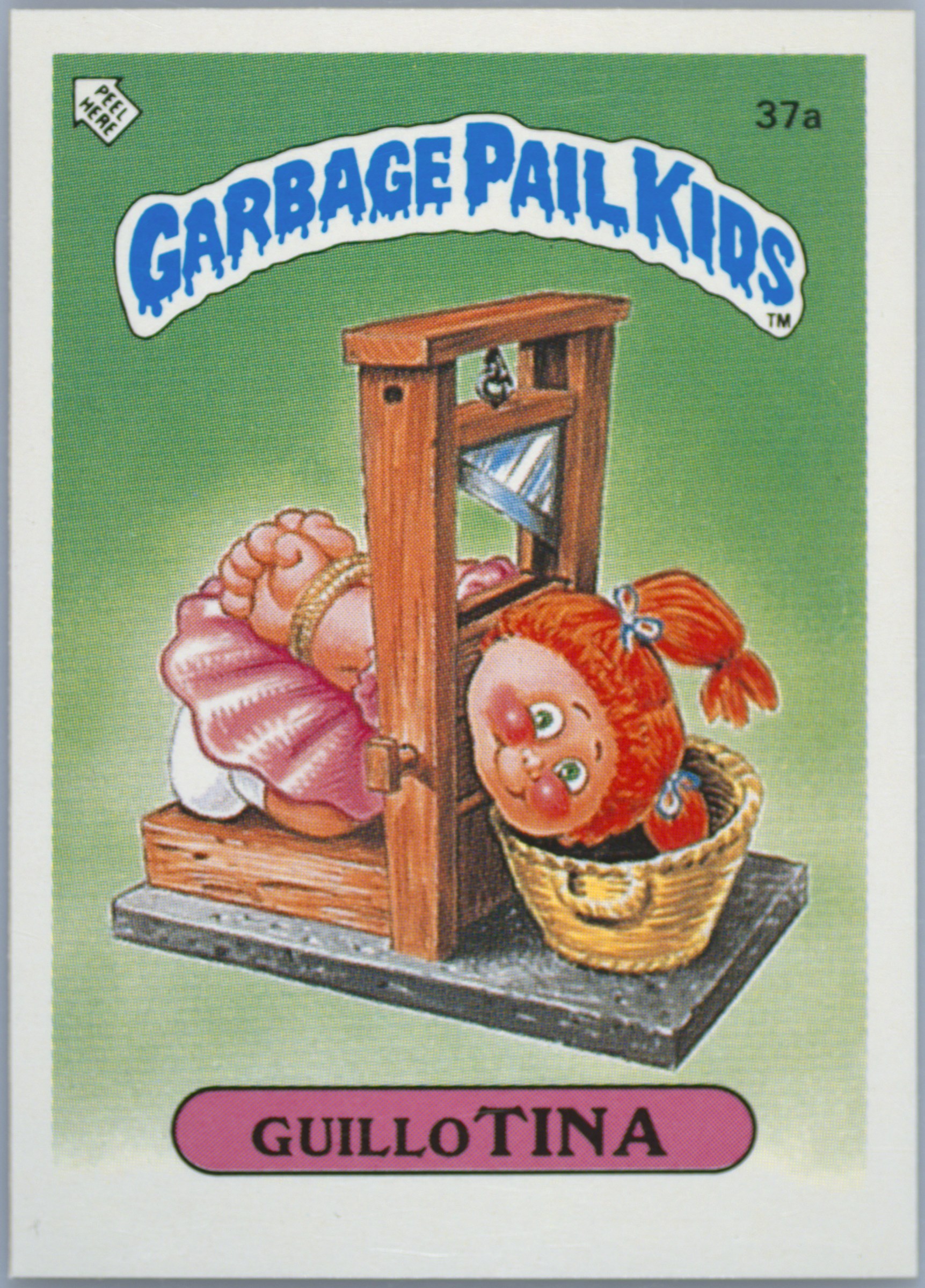 1986 Topps Garbage Pail Kids Stickers-U.K. Minis #37a Guillo Tina front