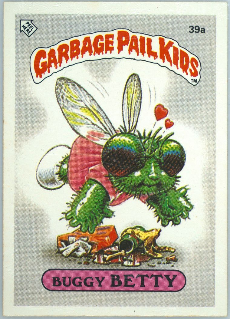 1986 Topps Garbage Pail Kids Stickers-U.K. Minis #39a Buggy Betty front