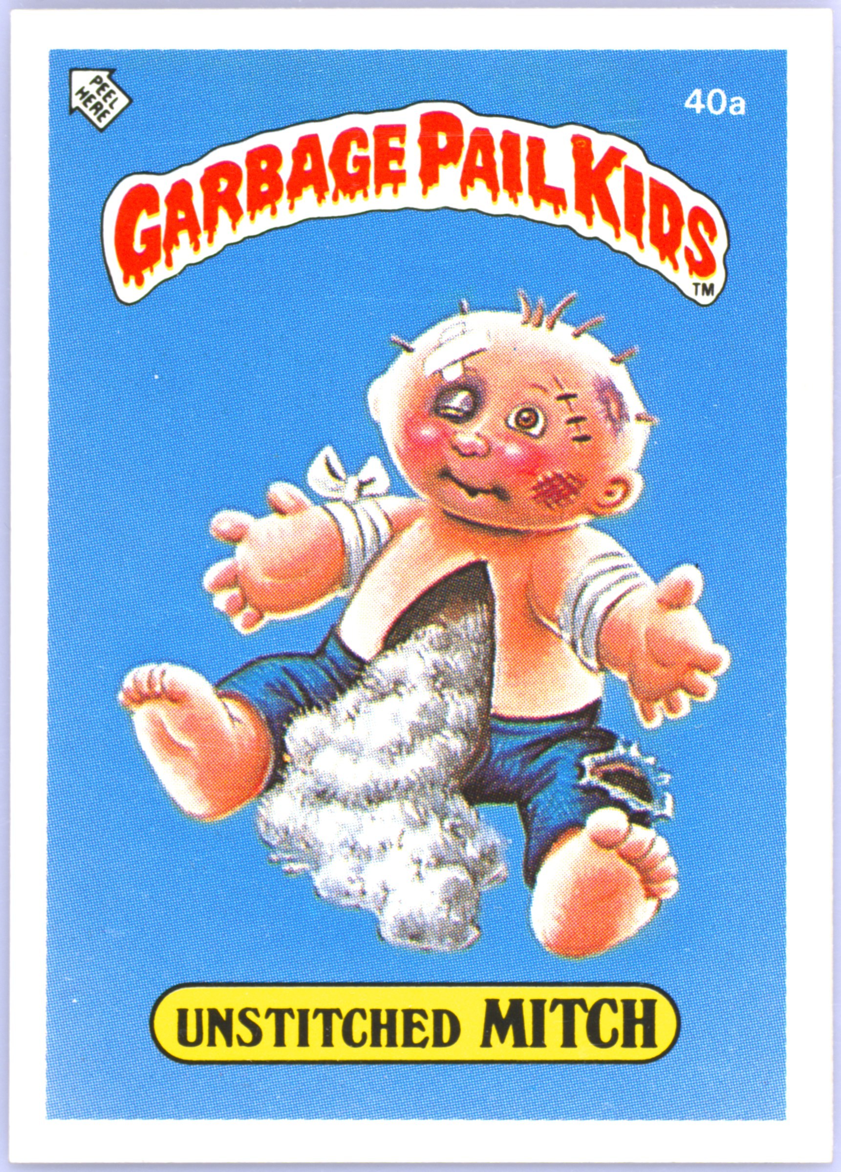 1986 Topps Garbage Pail Kids Stickers-U.K. Minis #40a Unstitched Mitch front