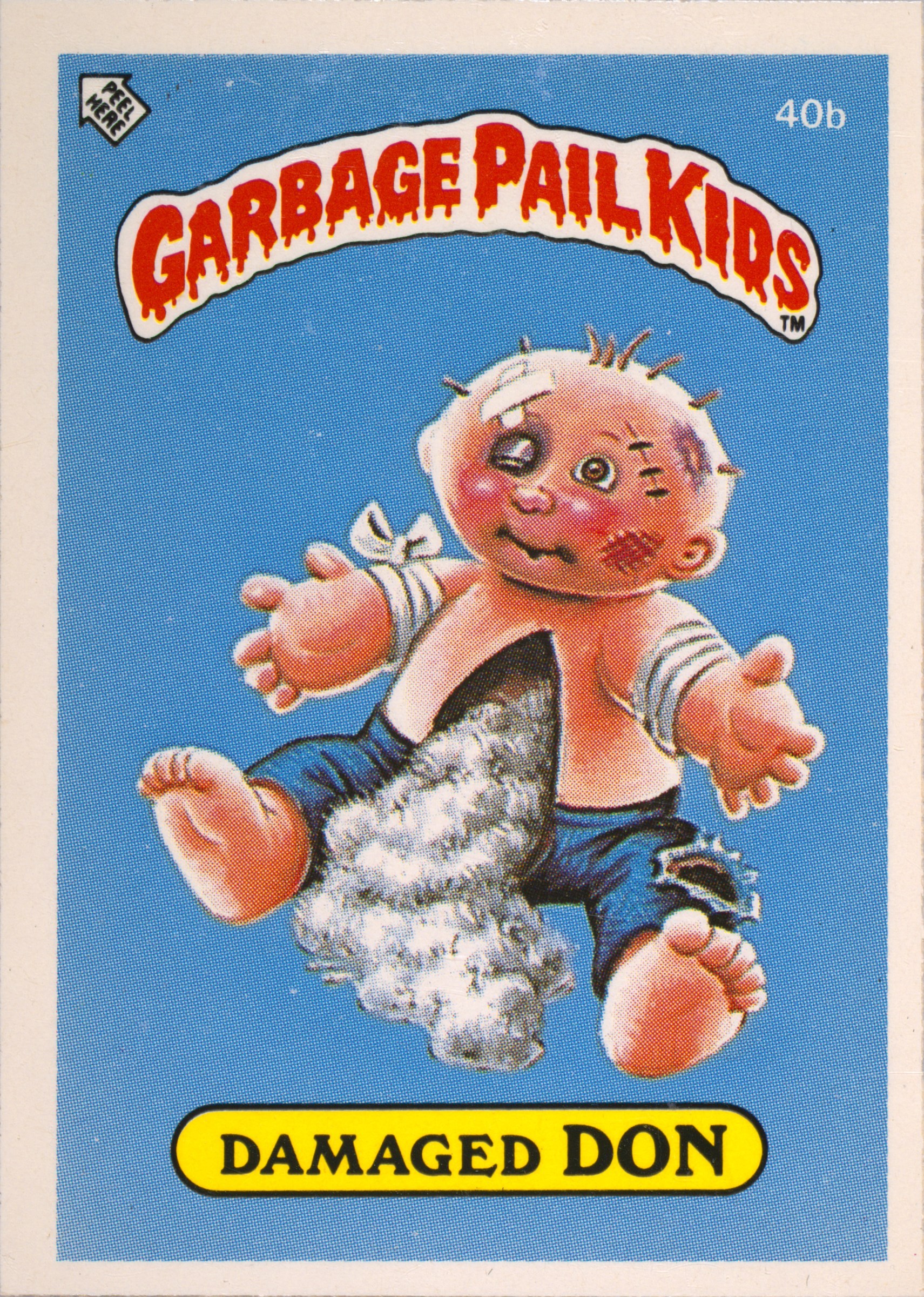 1986 Topps Garbage Pail Kids Stickers-U.K. Minis #40b Damaged Don front
