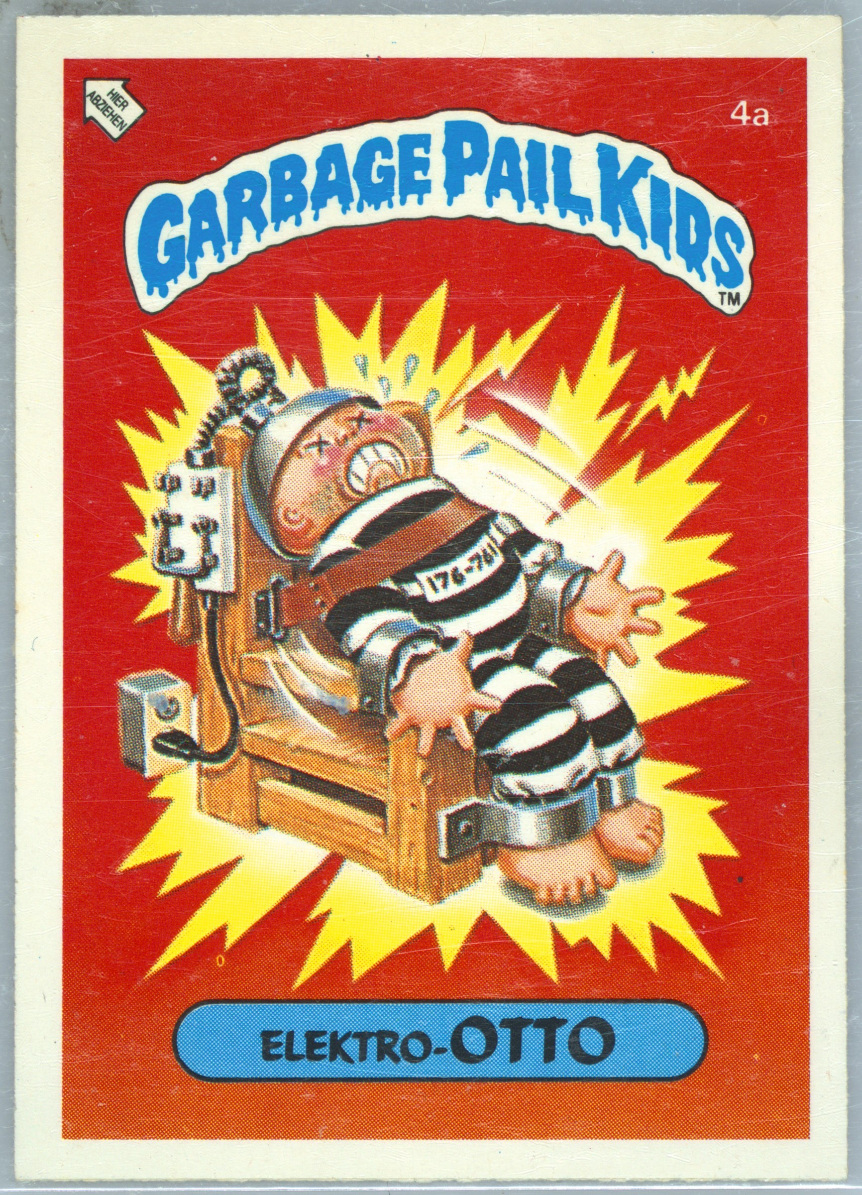 1986 Topps Garbage Pail Kids Stickers-Mini German #4a Elektro-Otto front