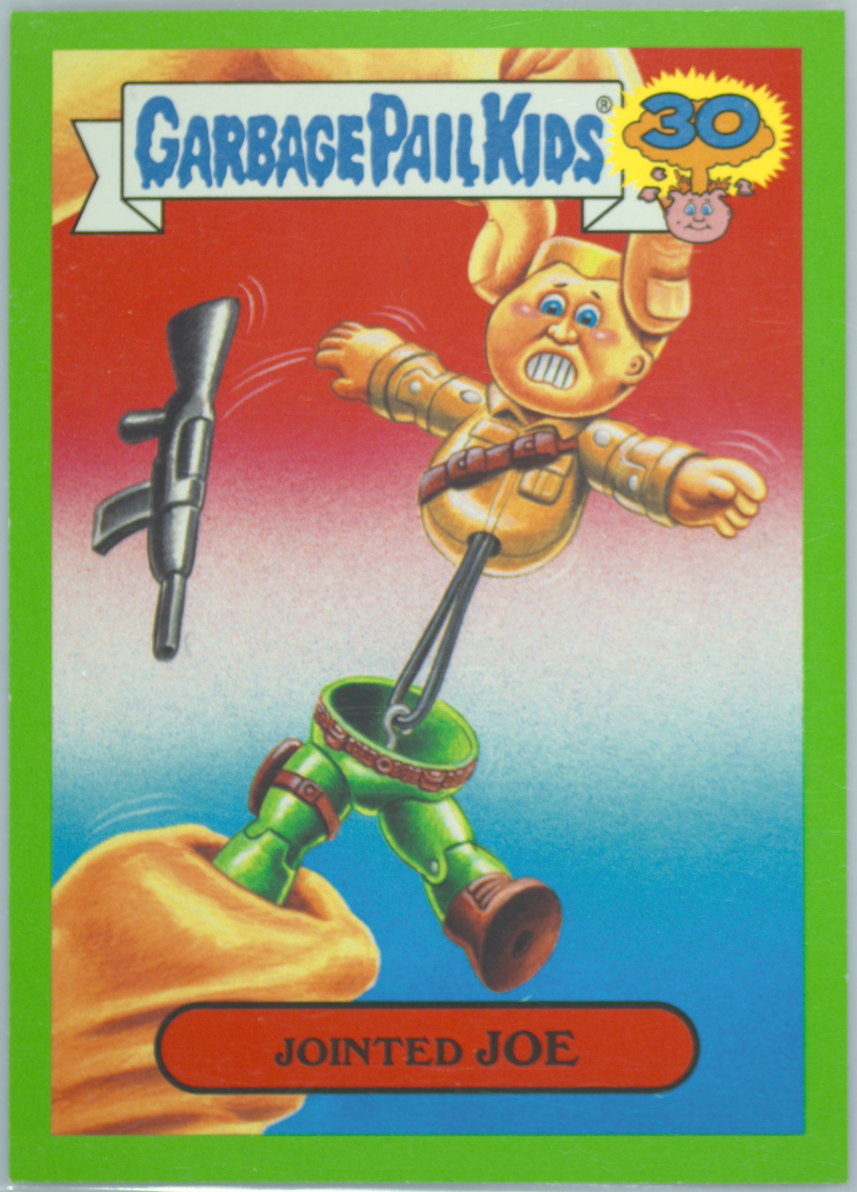 2015 Topps Garbage Pail Kids 30th Anniversary '80s Spoof Green #11b Jointed Joe front