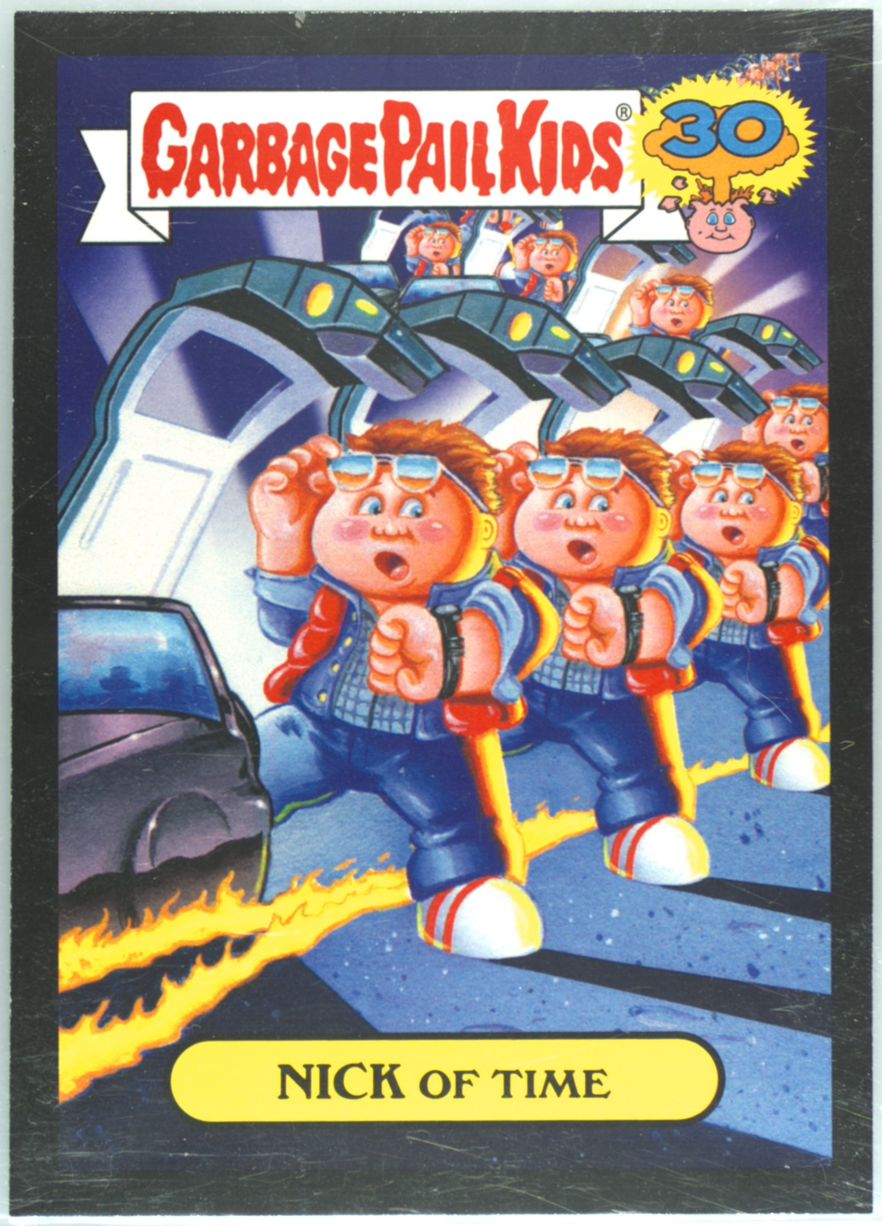 2015 Topps Garbage Pail Kids 30th Anniversary '80s Spoof Black #1b Nick of Time front