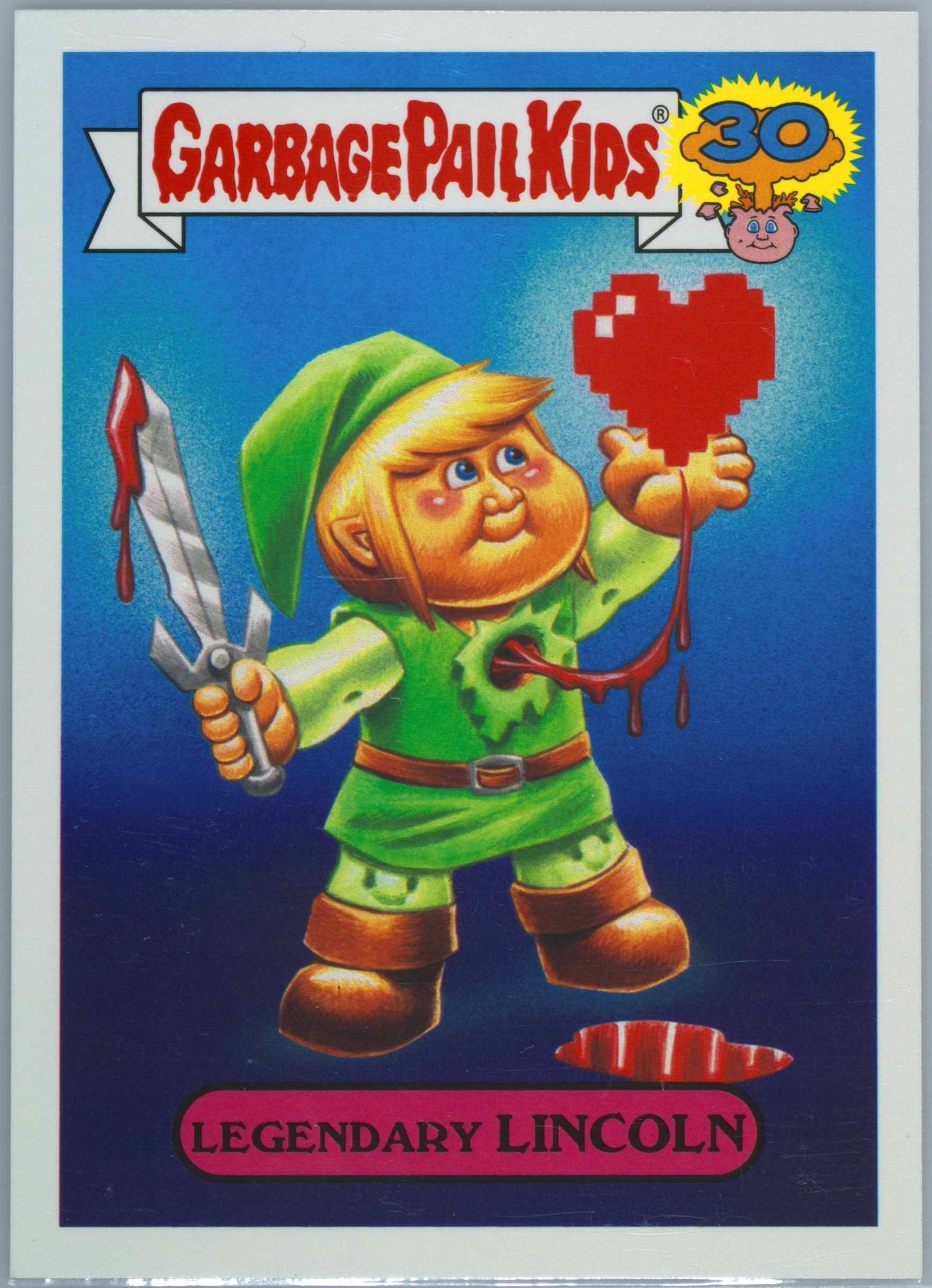 2015 Topps Garbage Pail Kids 30th Anniversary '80s Spoof Character Back #14a Legendary Lincoln front