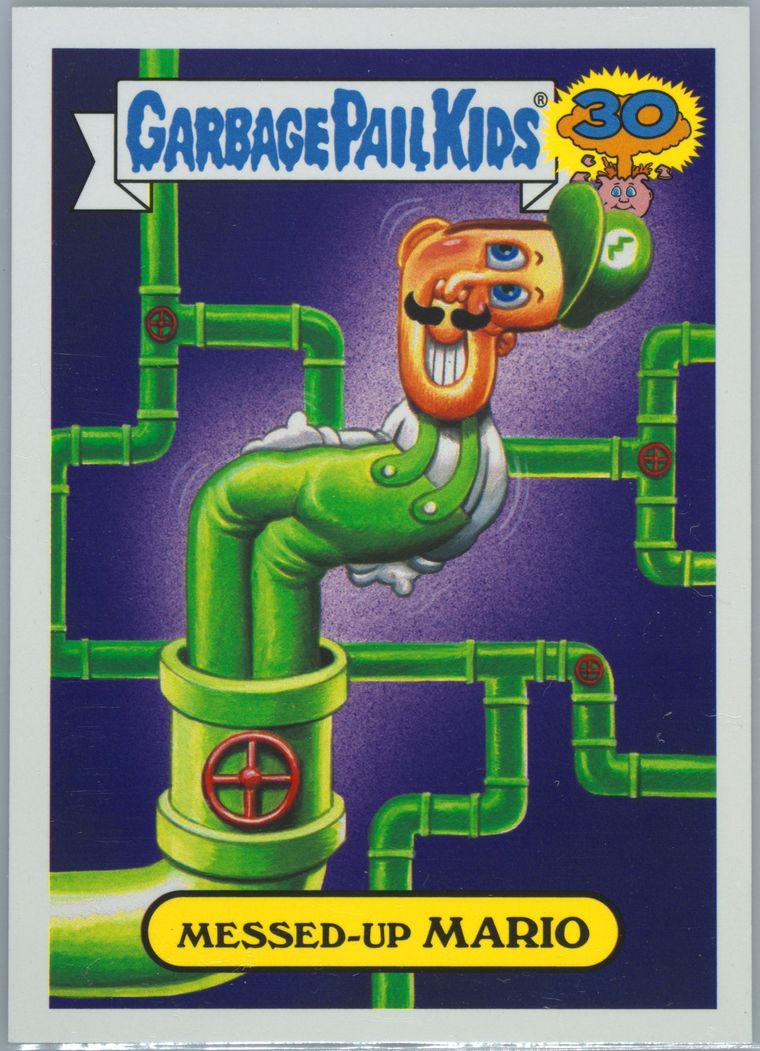 2015 Topps Garbage Pail Kids 30th Anniversary '80s Spoof Character Back #18b Messed-Up Mario front