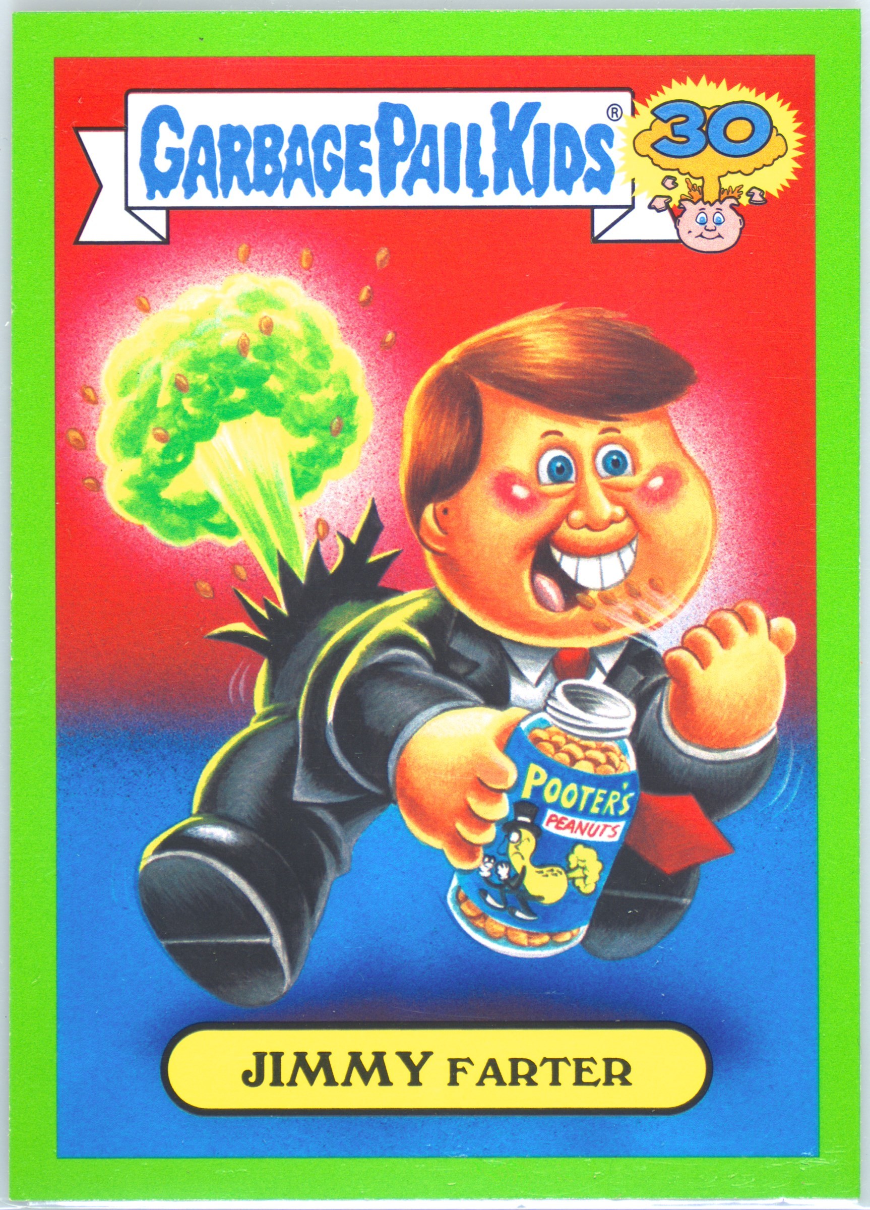 2015 Topps Garbage Pail Kids 30th Anniversary Garbage Pail Presidents Green #4a Jimmy Farter front